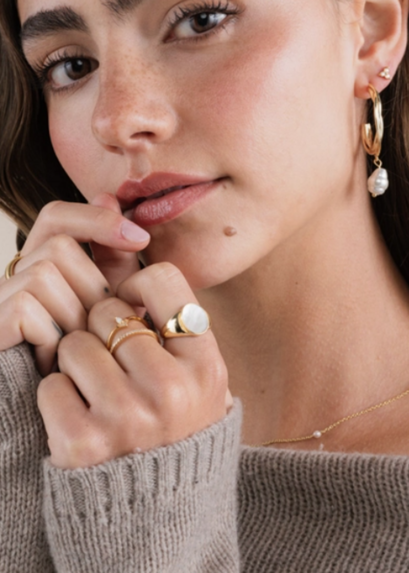 Gold Half Pave Ring