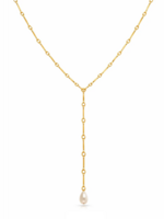 Betsey Gold Pearl Lariat Necklace