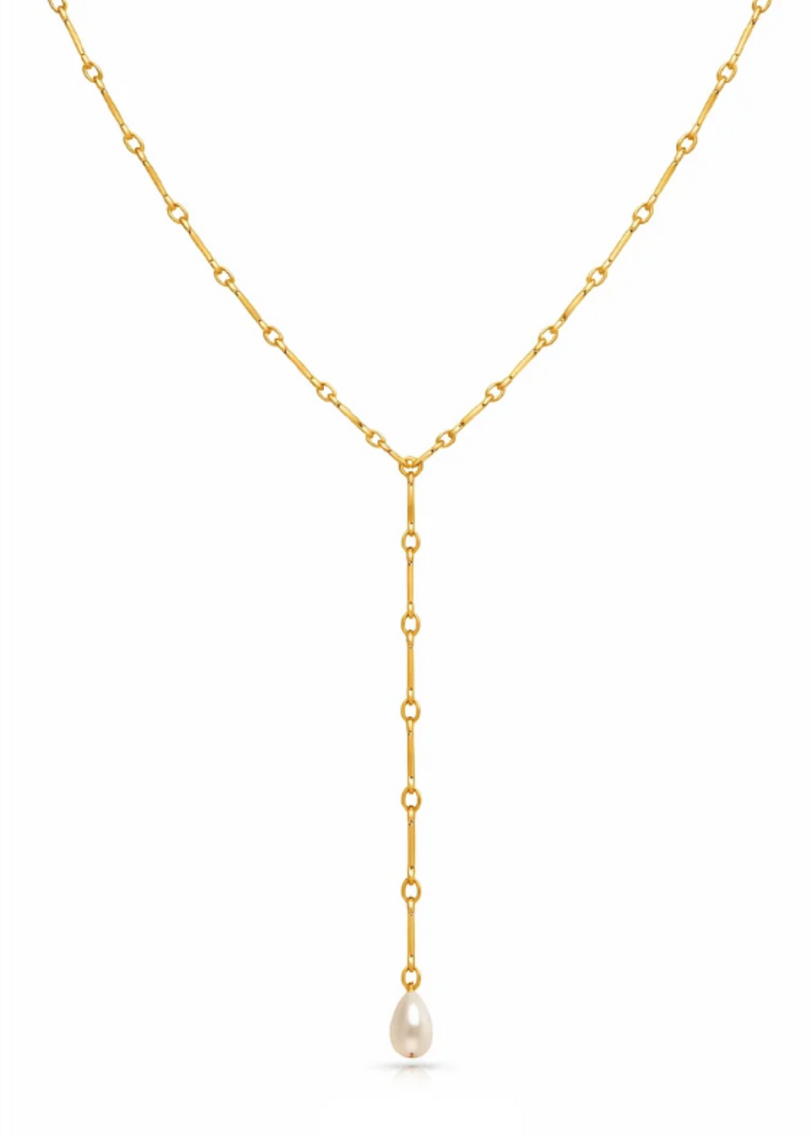 Betsey Gold Pearl Lariat Necklace