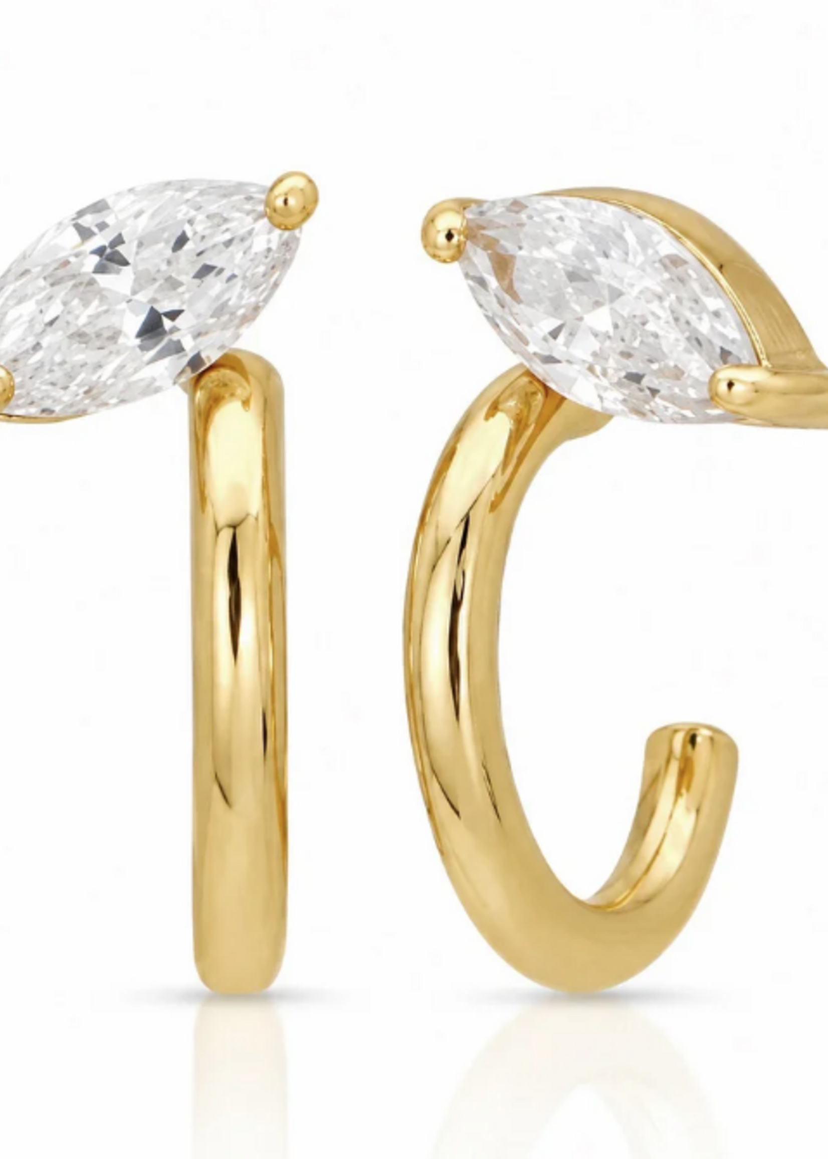 Blaire Gold Marquise Illusion Huggie Earrings