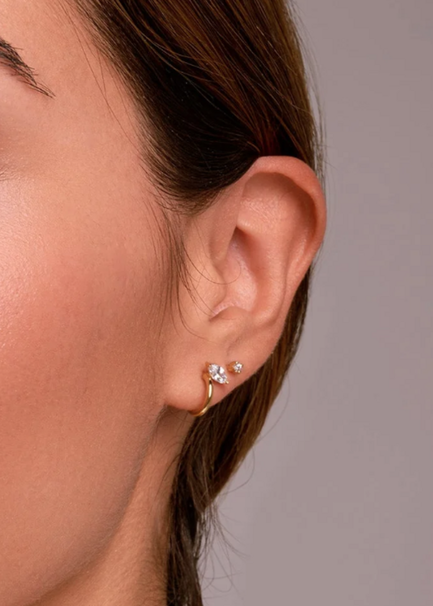 Blaire Gold Marquise Illusion Huggie Earrings
