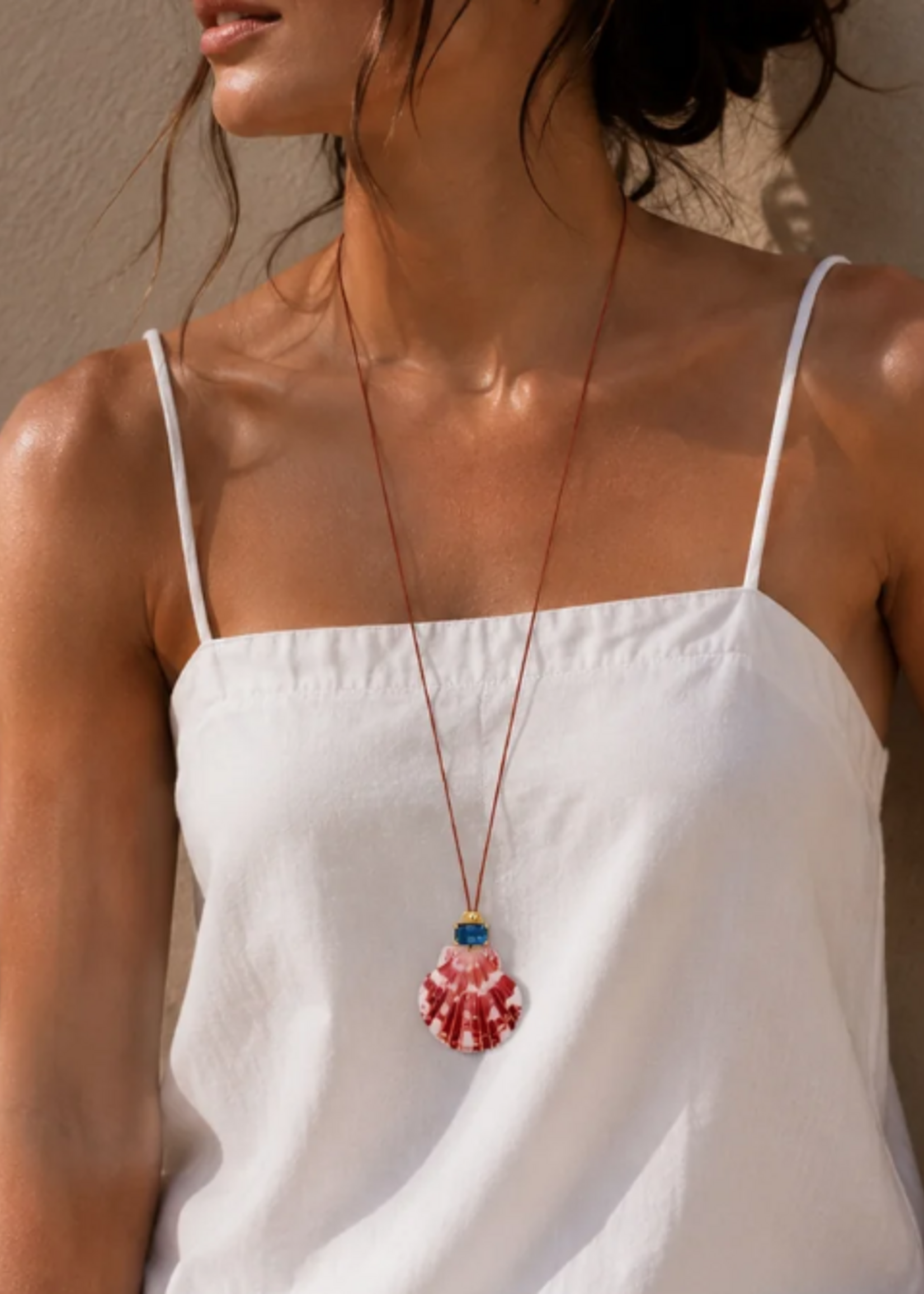 Dolce Mare Teal Shell Cord Necklace