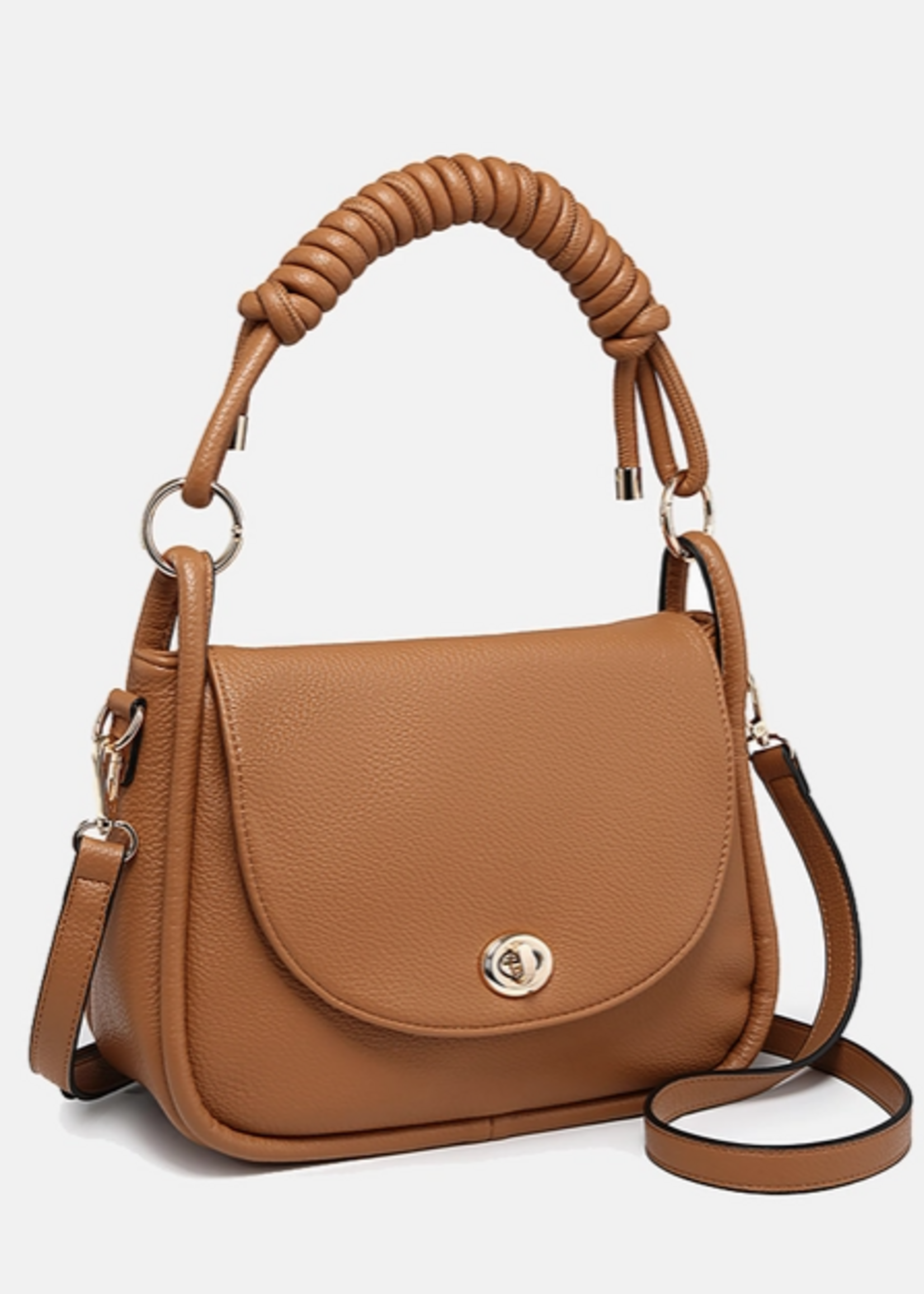 Effie Messenger Satchel Bag with Knotted Handle