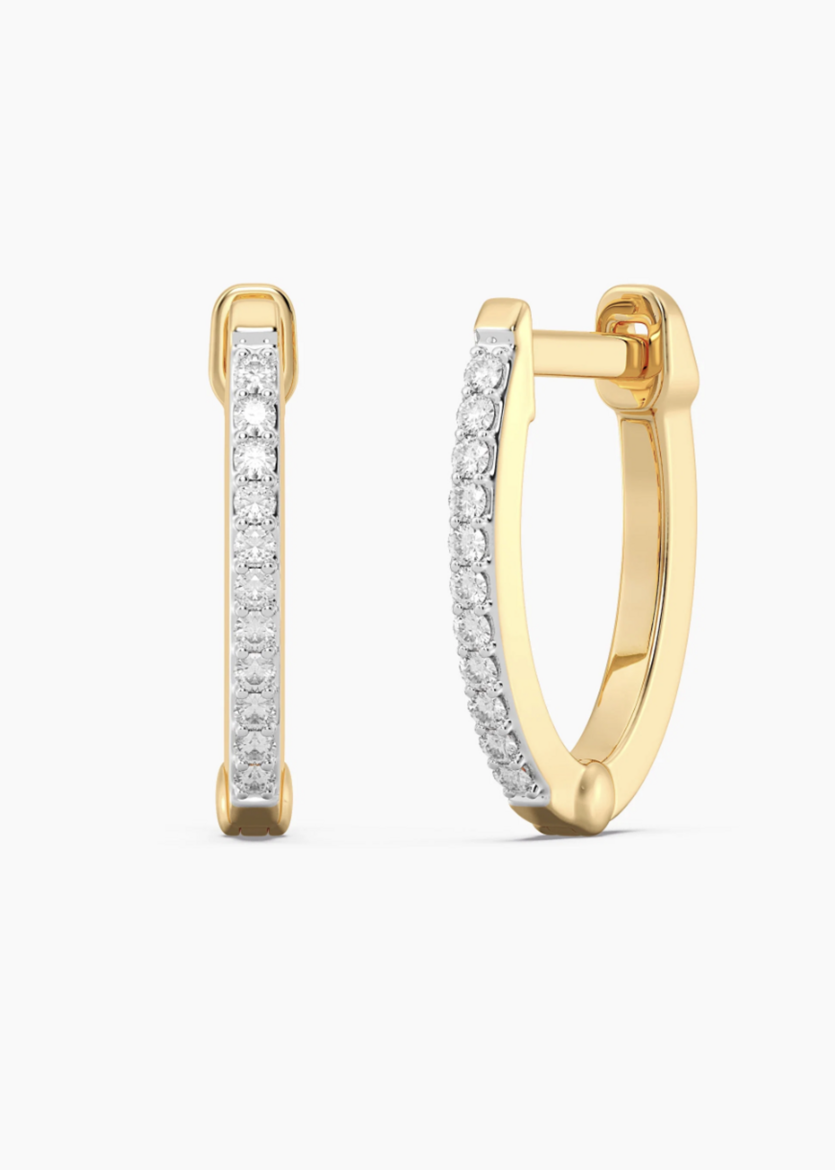 Slim Small Pave Diamond Huggie Earrings