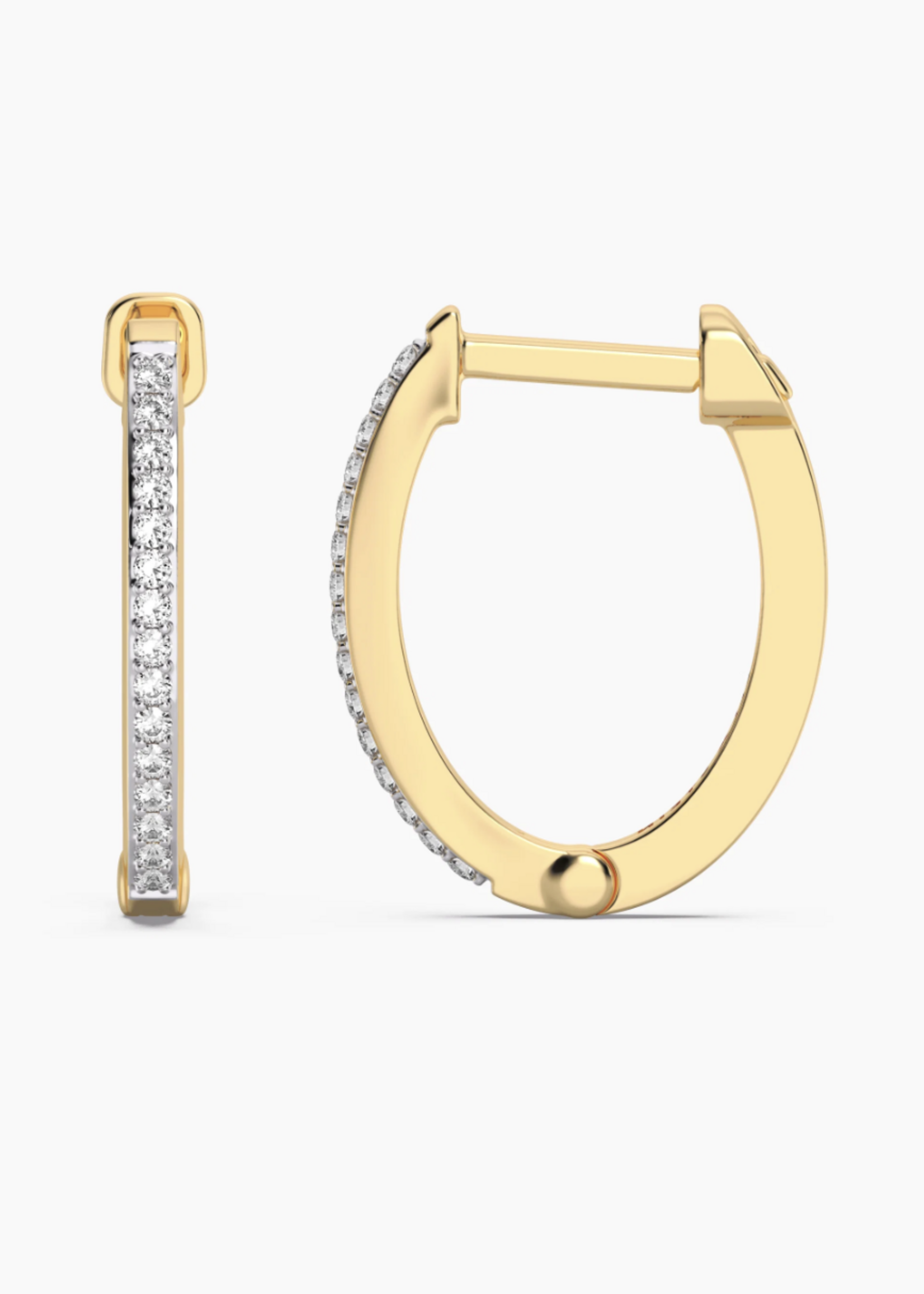 Slim Small Pave Diamond Huggie Earrings