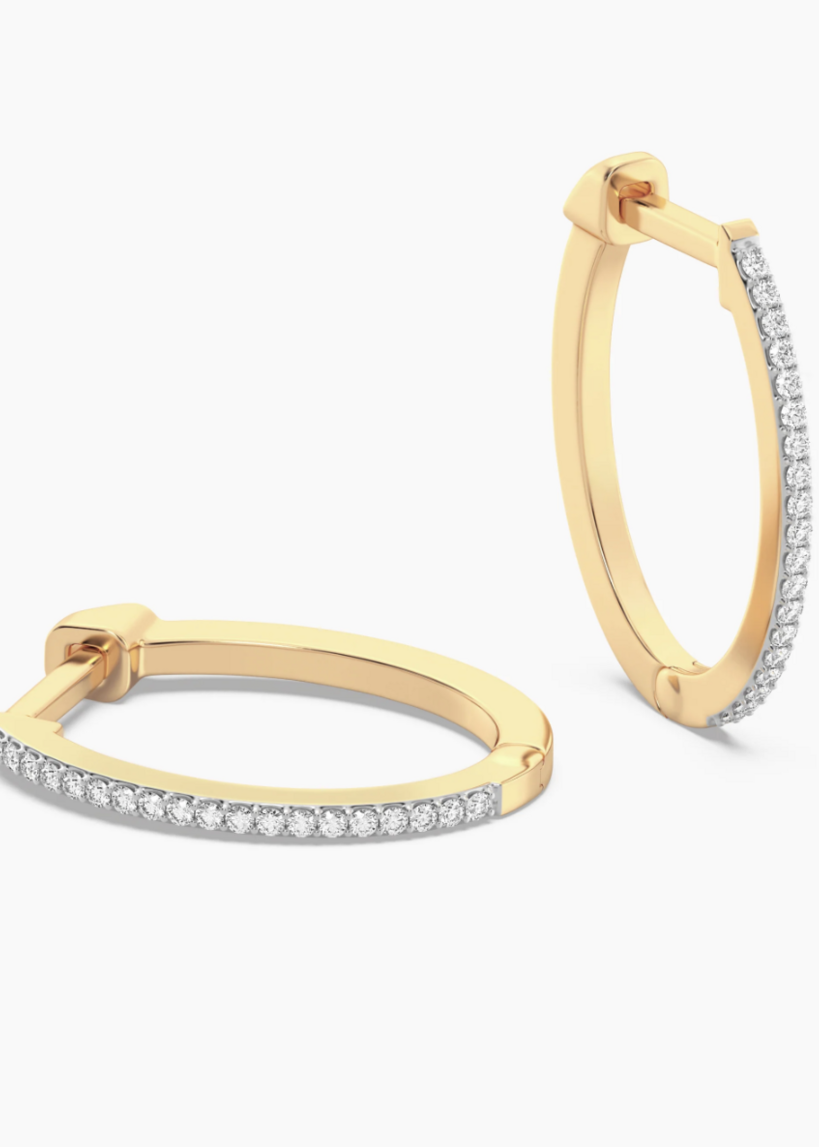 Slim Small Pave Diamond Huggie Earrings