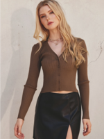 Button Down V Neck Sweater