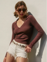Fitted Knit Collared Sweater