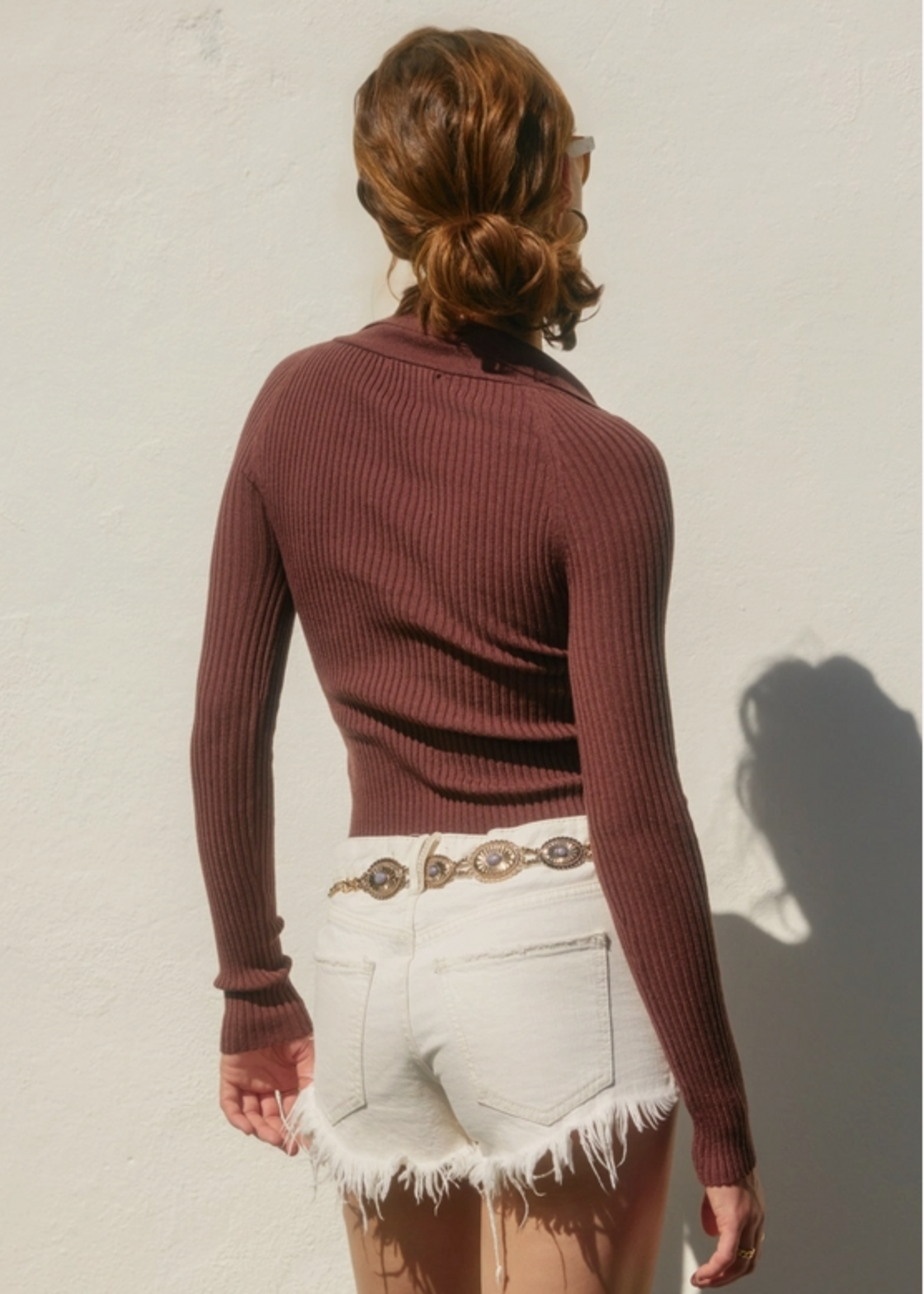 Fitted Knit Collared Sweater