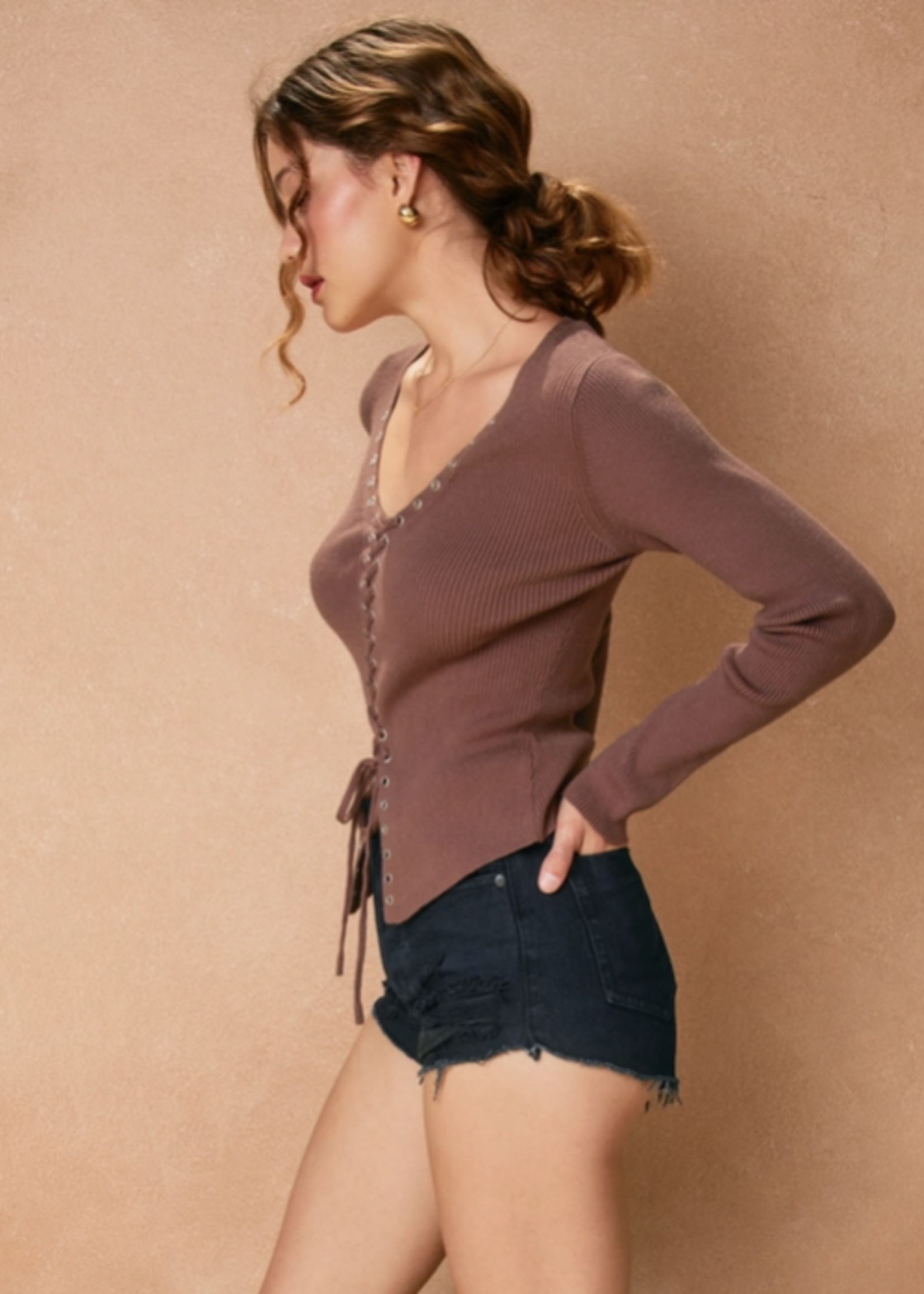 Laced Front Sweater