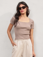 Knit Square Neck Short Sleeve Top