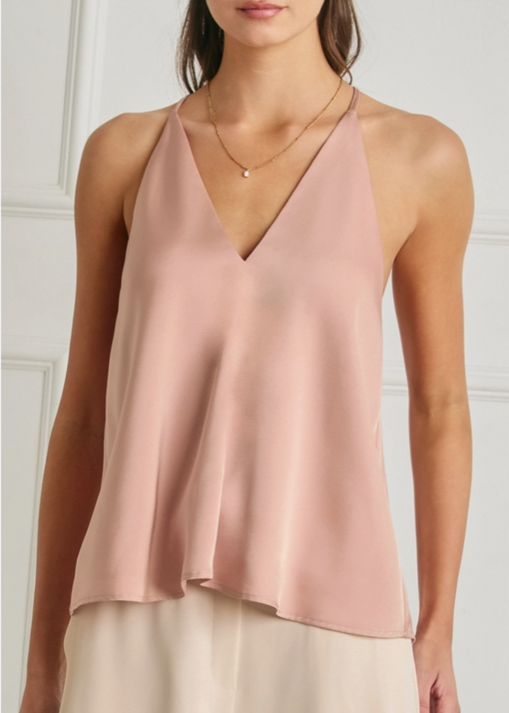 Satin Deep V Flared Top