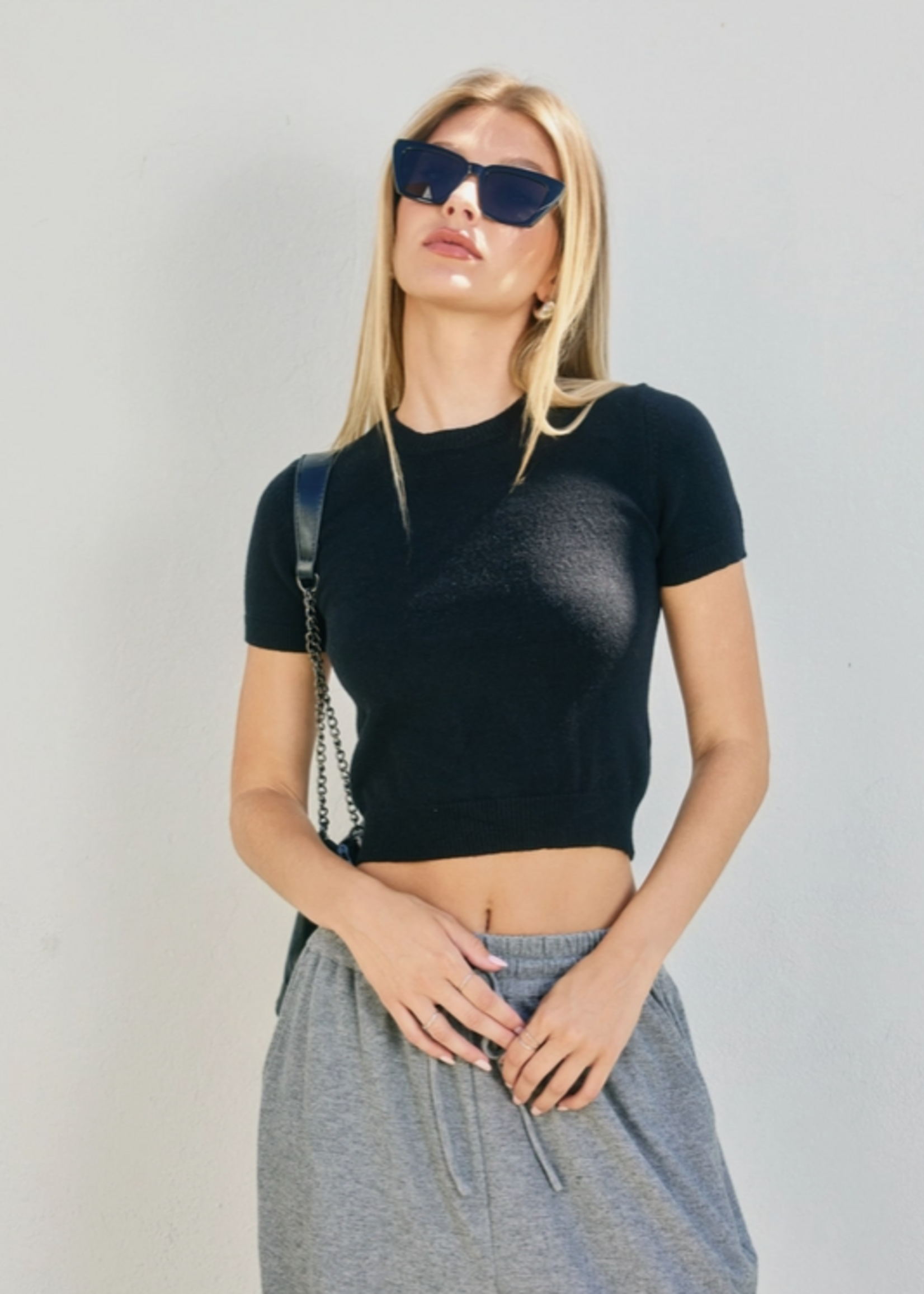 Short Sleeve Shrunken Sweater