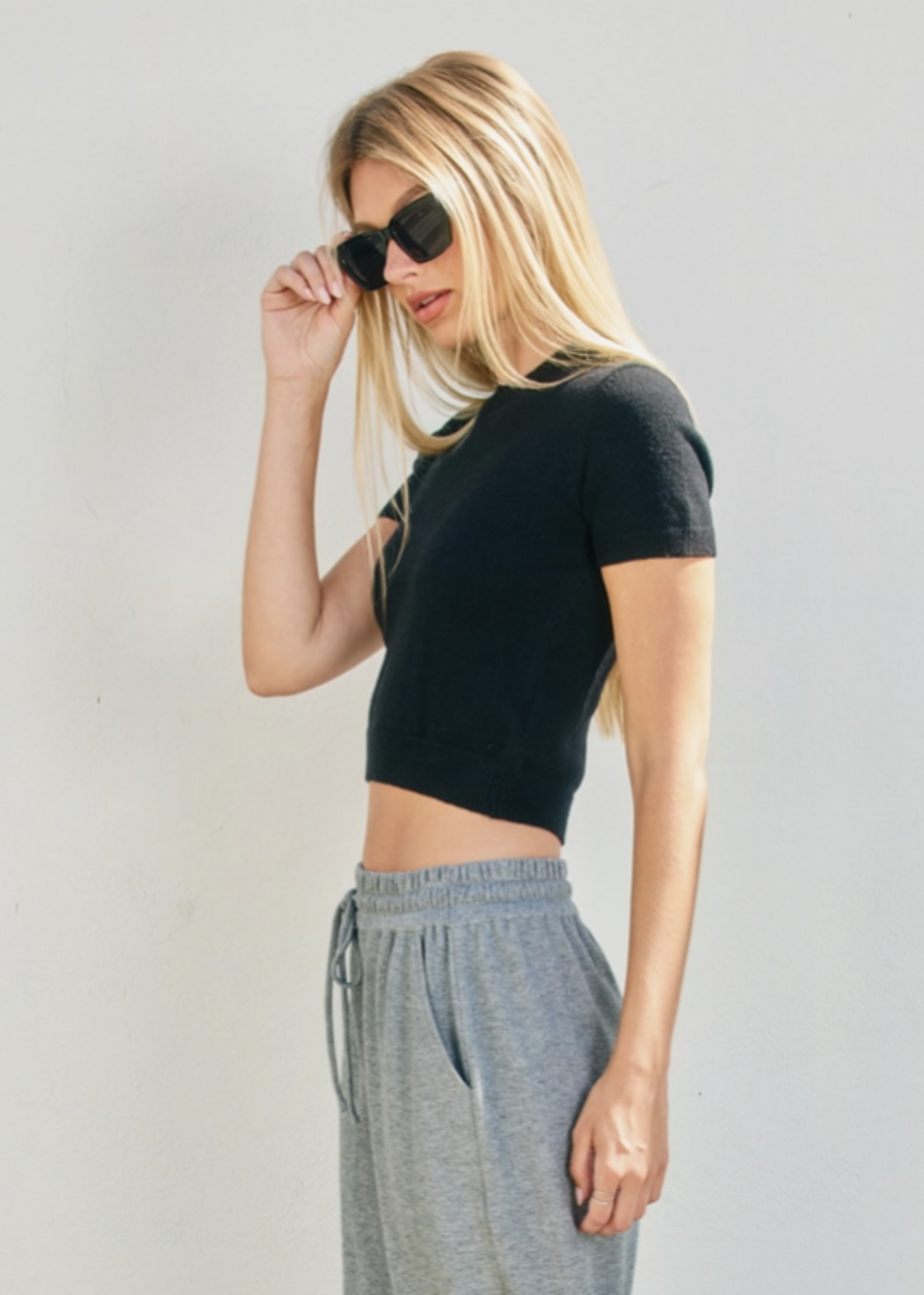 Short Sleeve Shrunken Sweater