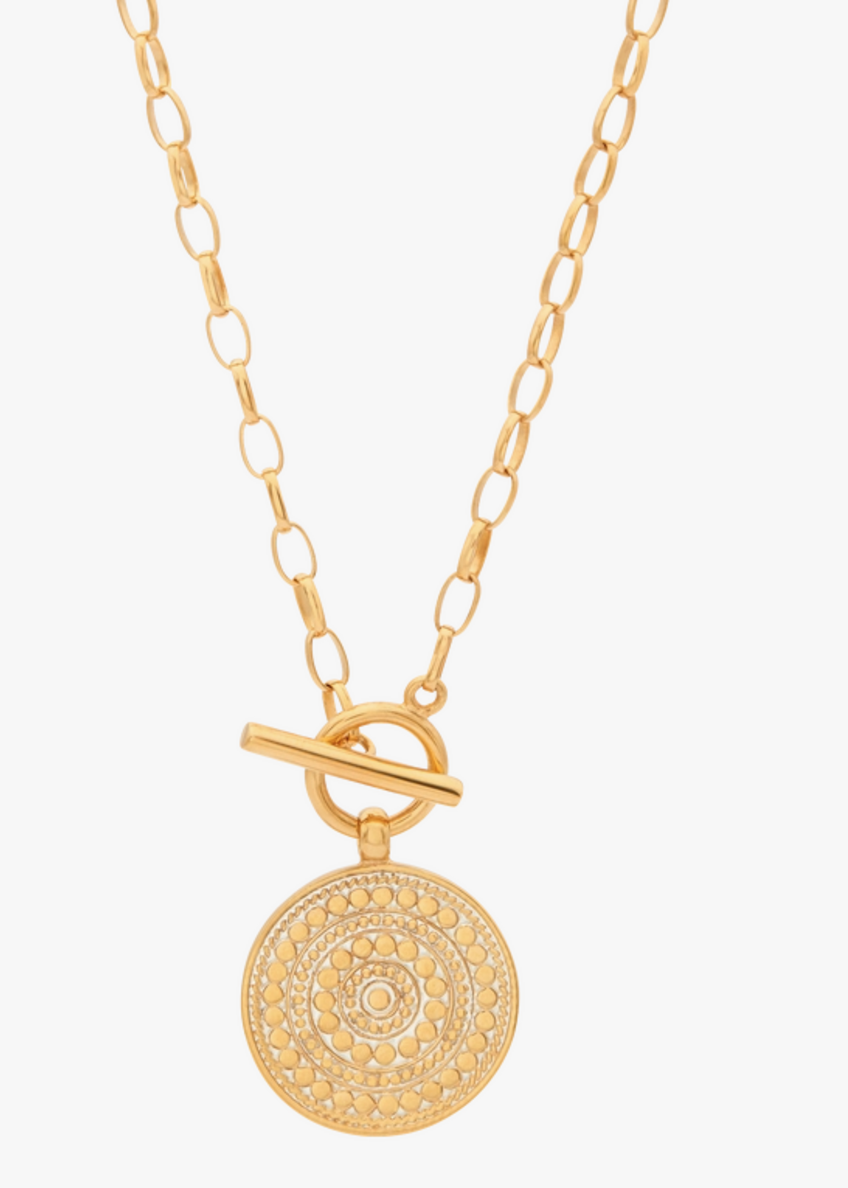 Classic Dotted Circle Toggle Necklace