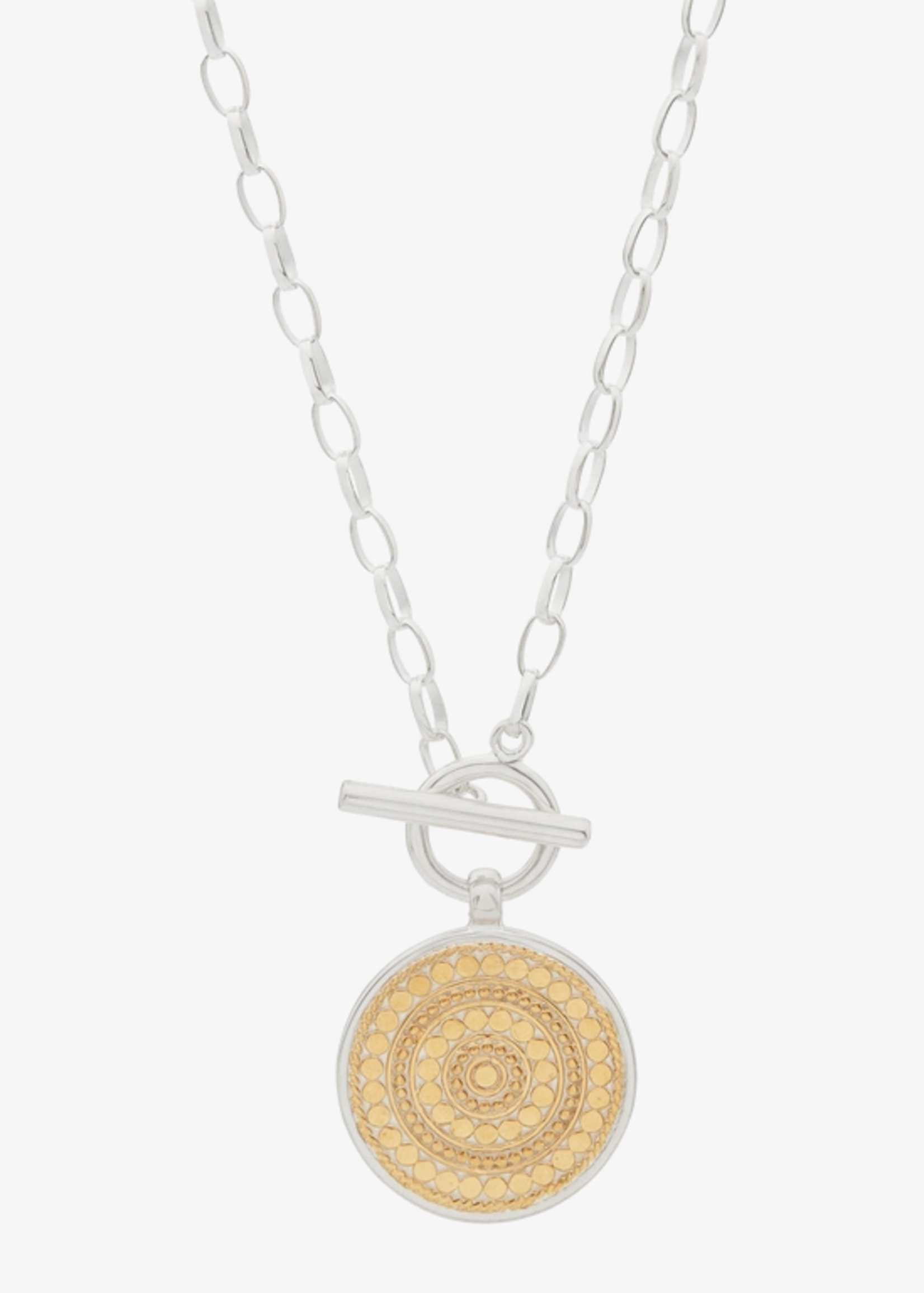 Classic Dotted Circle Toggle Necklace