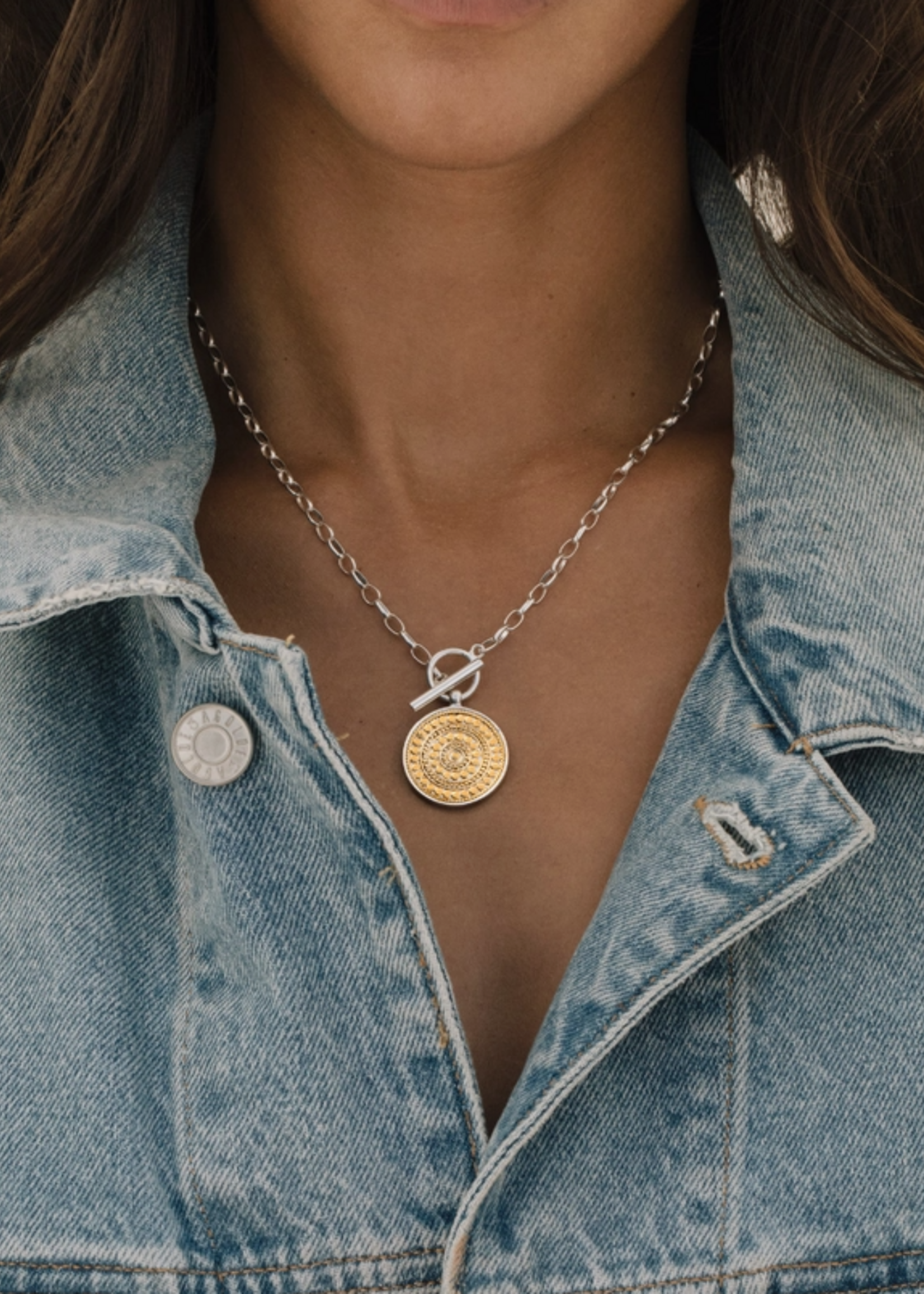 Classic Dotted Circle Toggle Necklace
