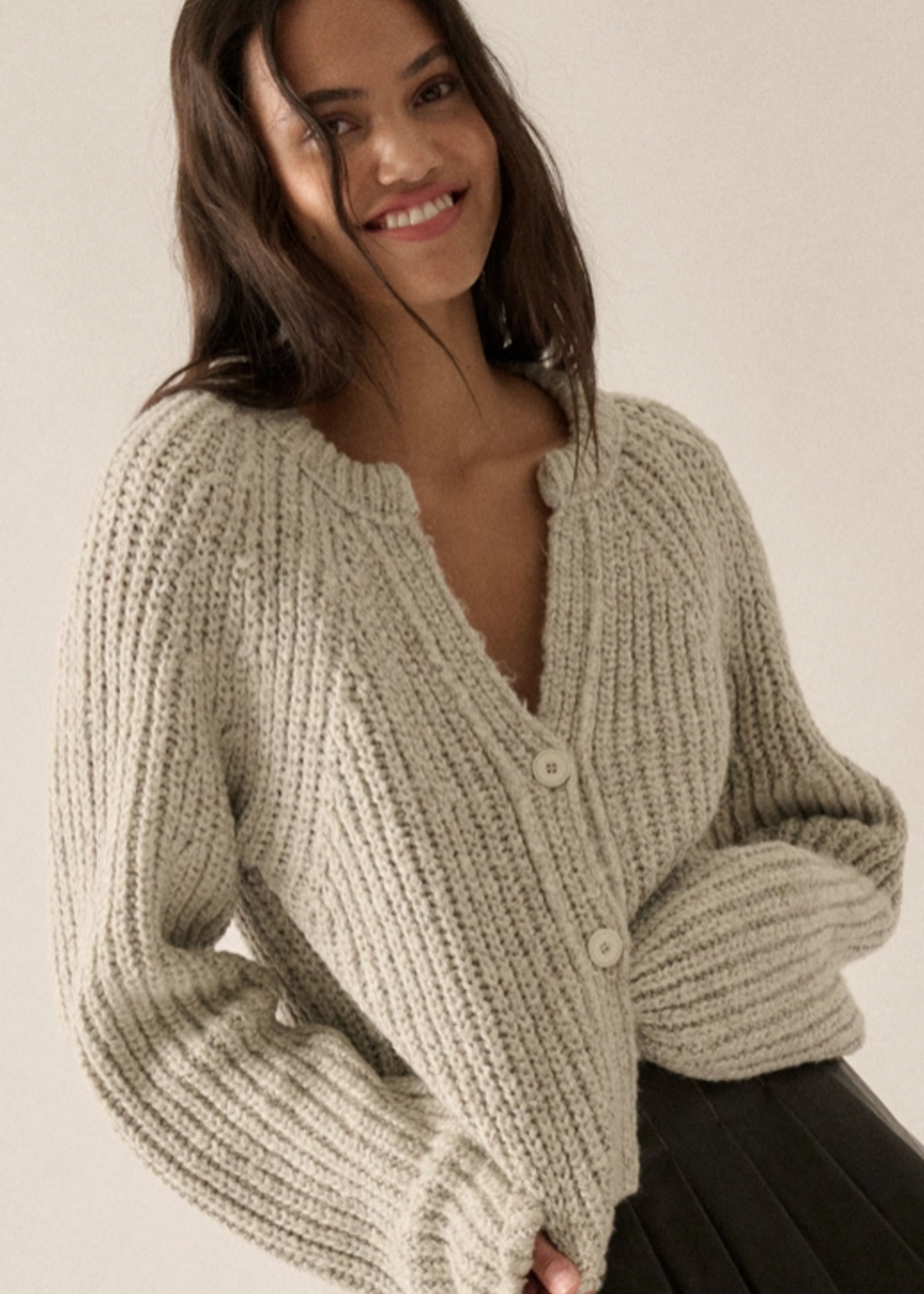 Confetti Button-Front Cardigan Heather Cloud
