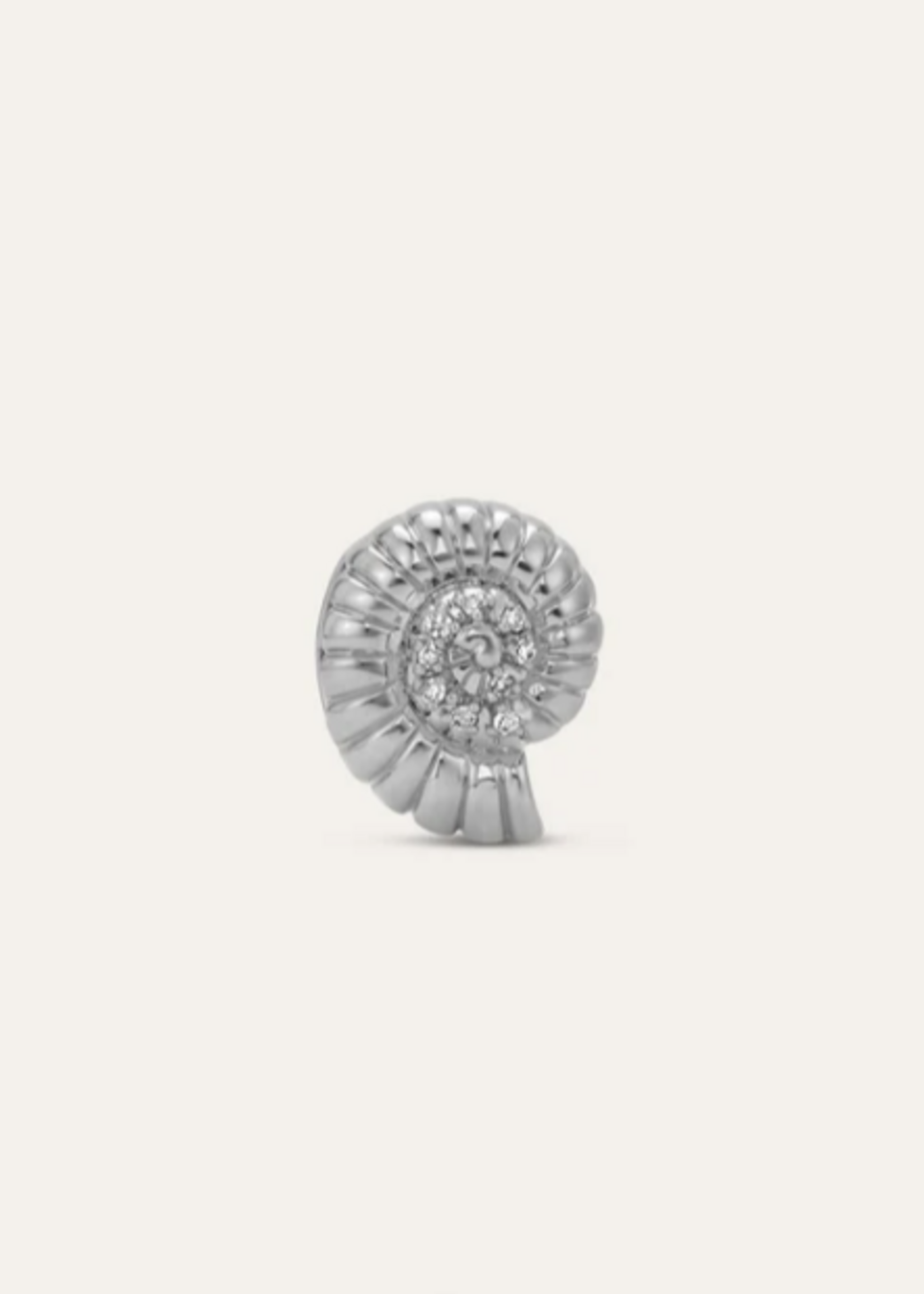 Groovy Diamond Seashell Big Bead Sterling Silver