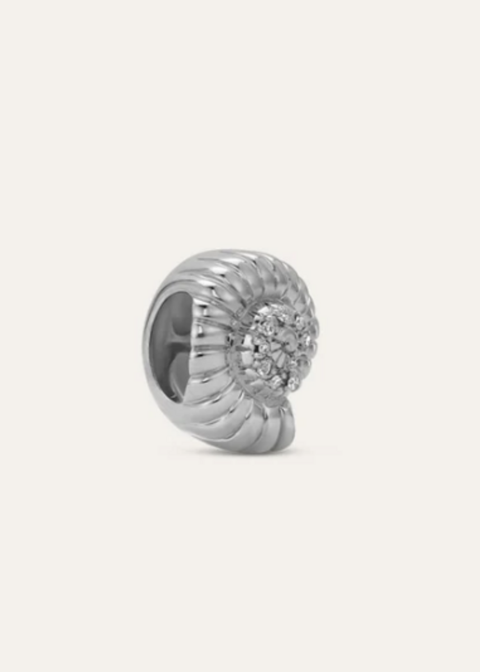Groovy Diamond Seashell Big Bead Sterling Silver