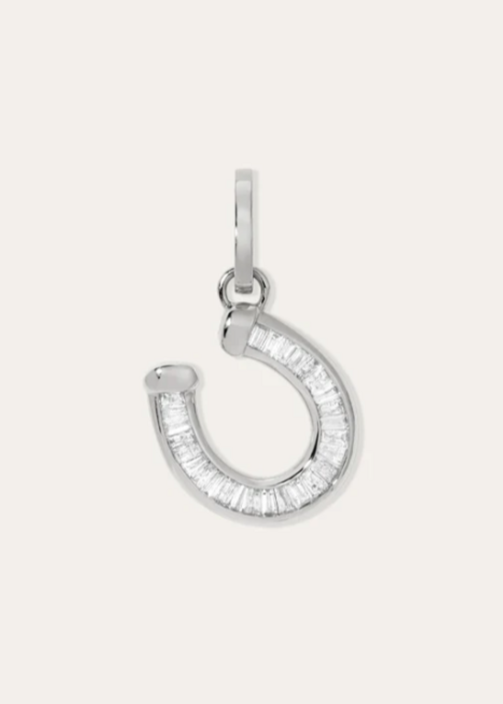 Baguette Horseshoe Hinged Charm Sterling Silver