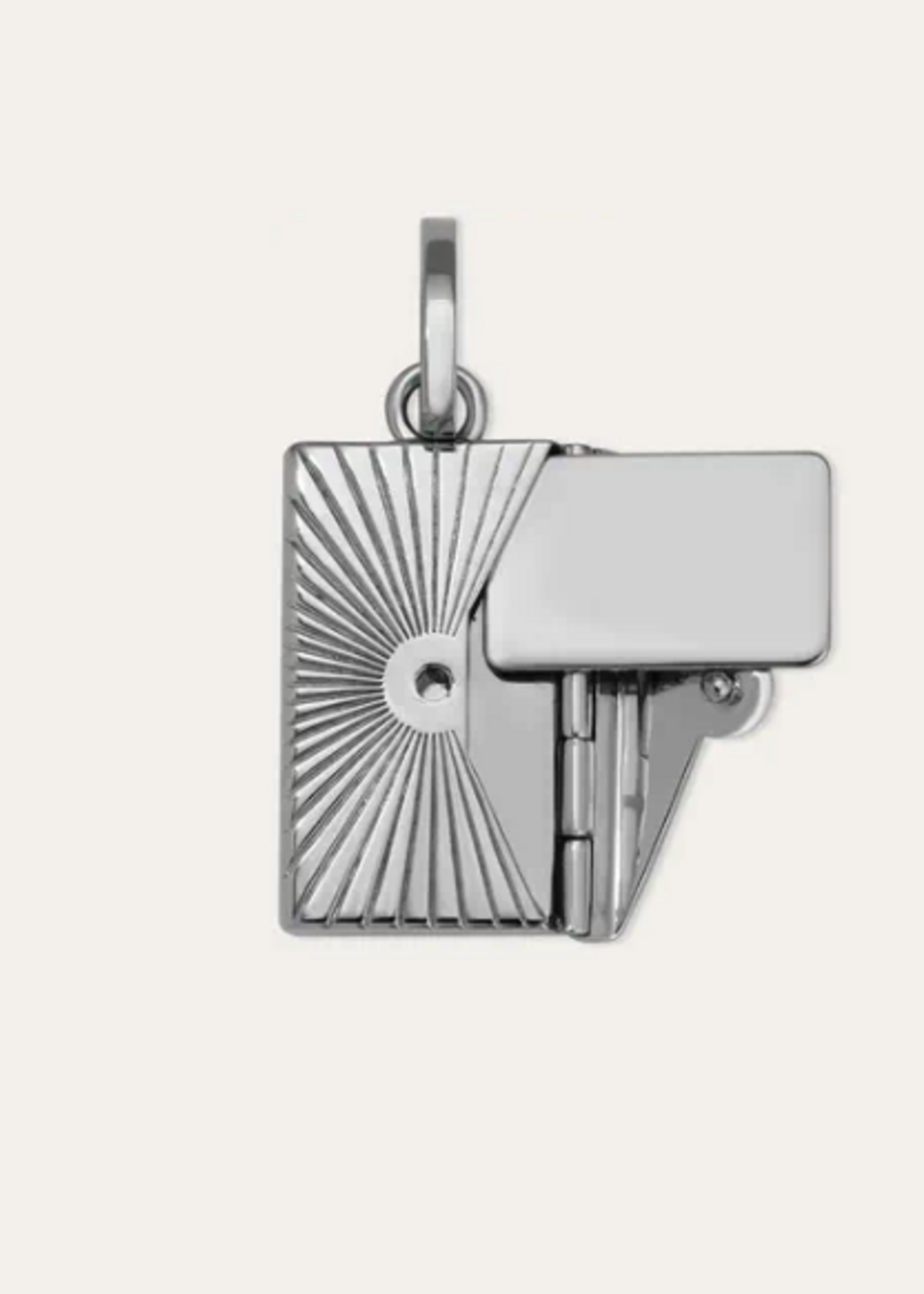 Engravable Groovy Diamond Envelope Hinged Charm Sterling Silver