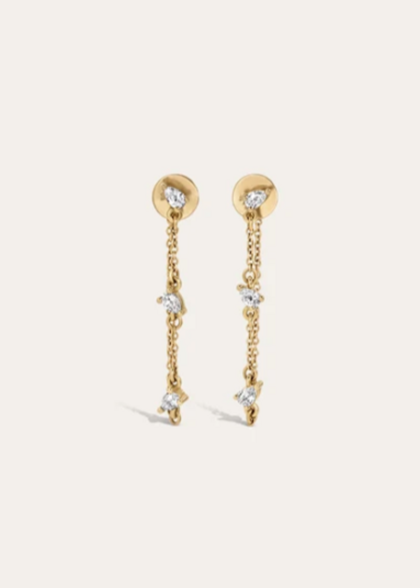 Diamond Pear Chain Drop Earrings 14k Gold
