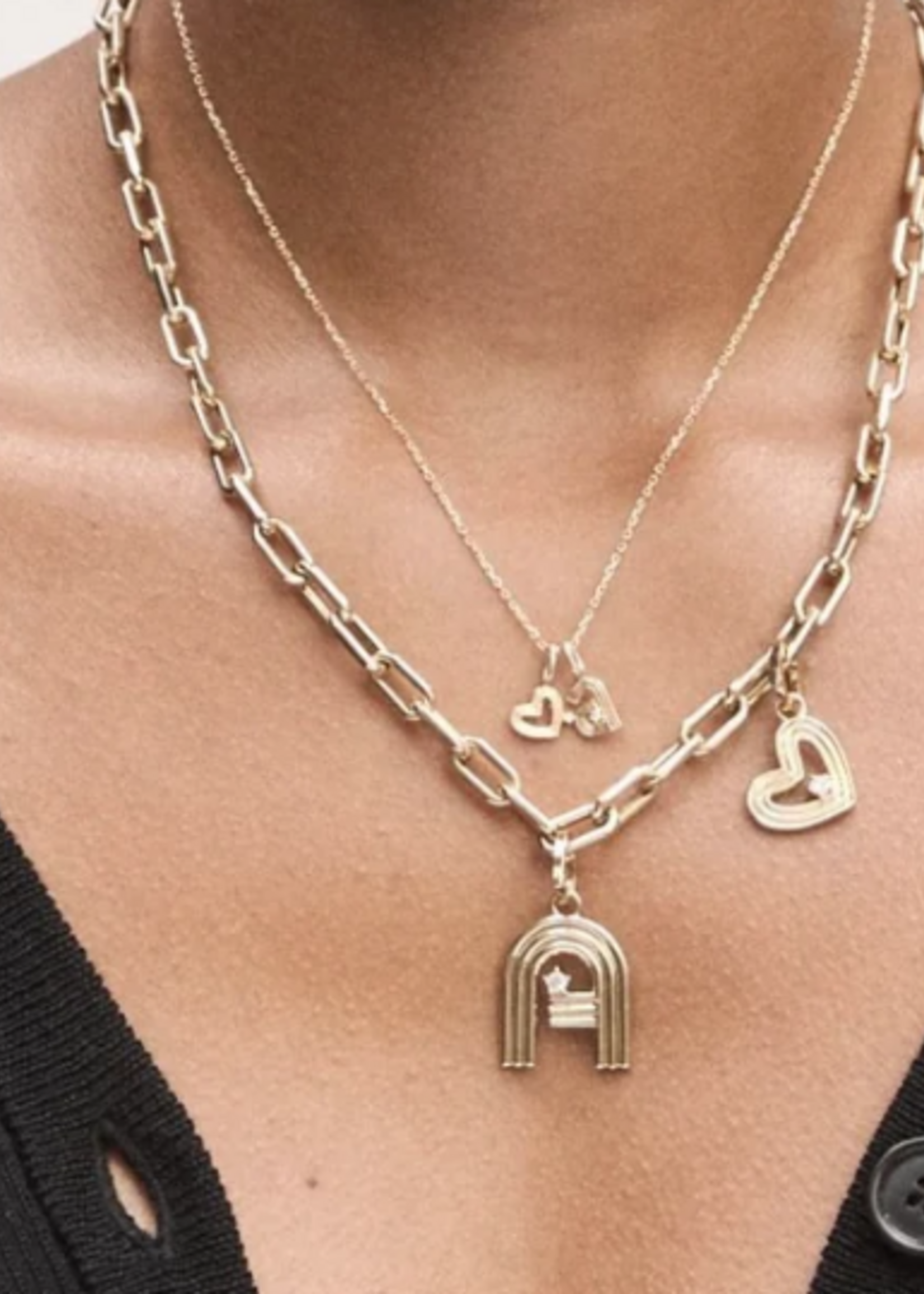 Groovy Diamond Heart Mini Charm 10k Gold