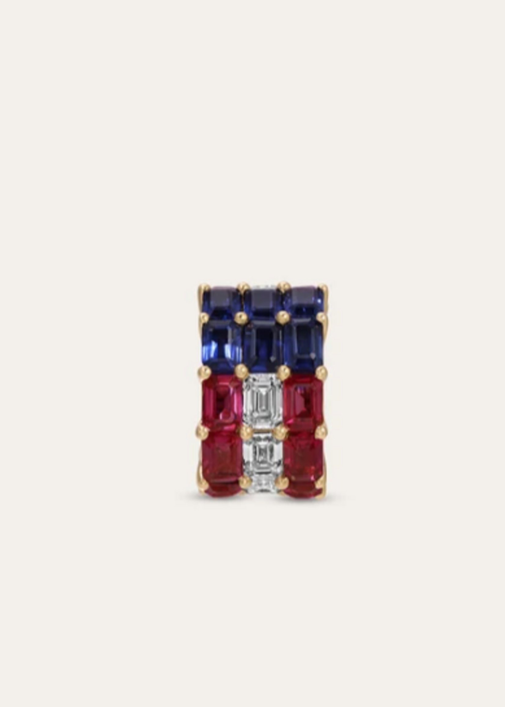 Stars and Stripes Diamond, Sapphire and Ruby Big Bead 14k Gold