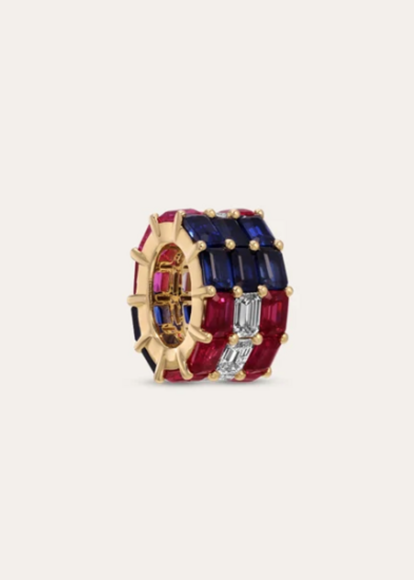 Stars and Stripes Diamond, Sapphire and Ruby Big Bead 14k Gold
