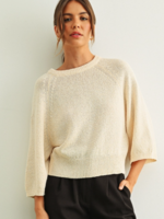 Round Neck 3/4 Sleeve Knitted Top