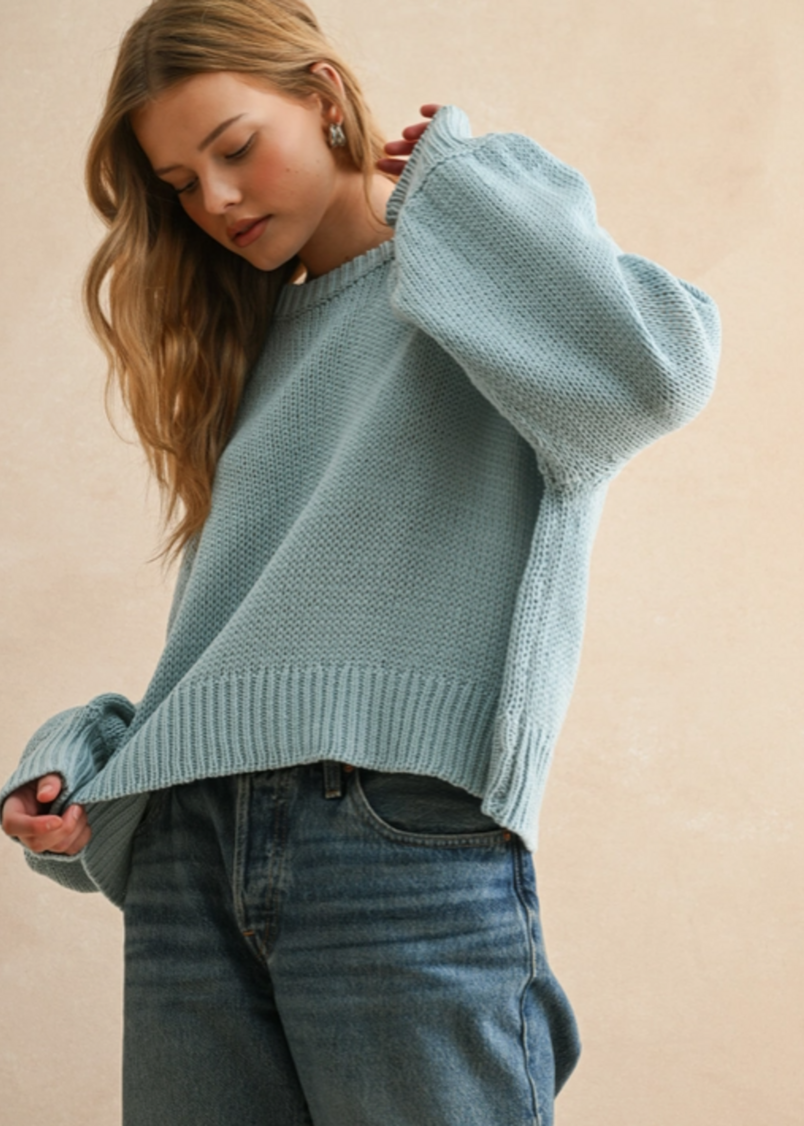 Ballon Sleeve Sweater Top