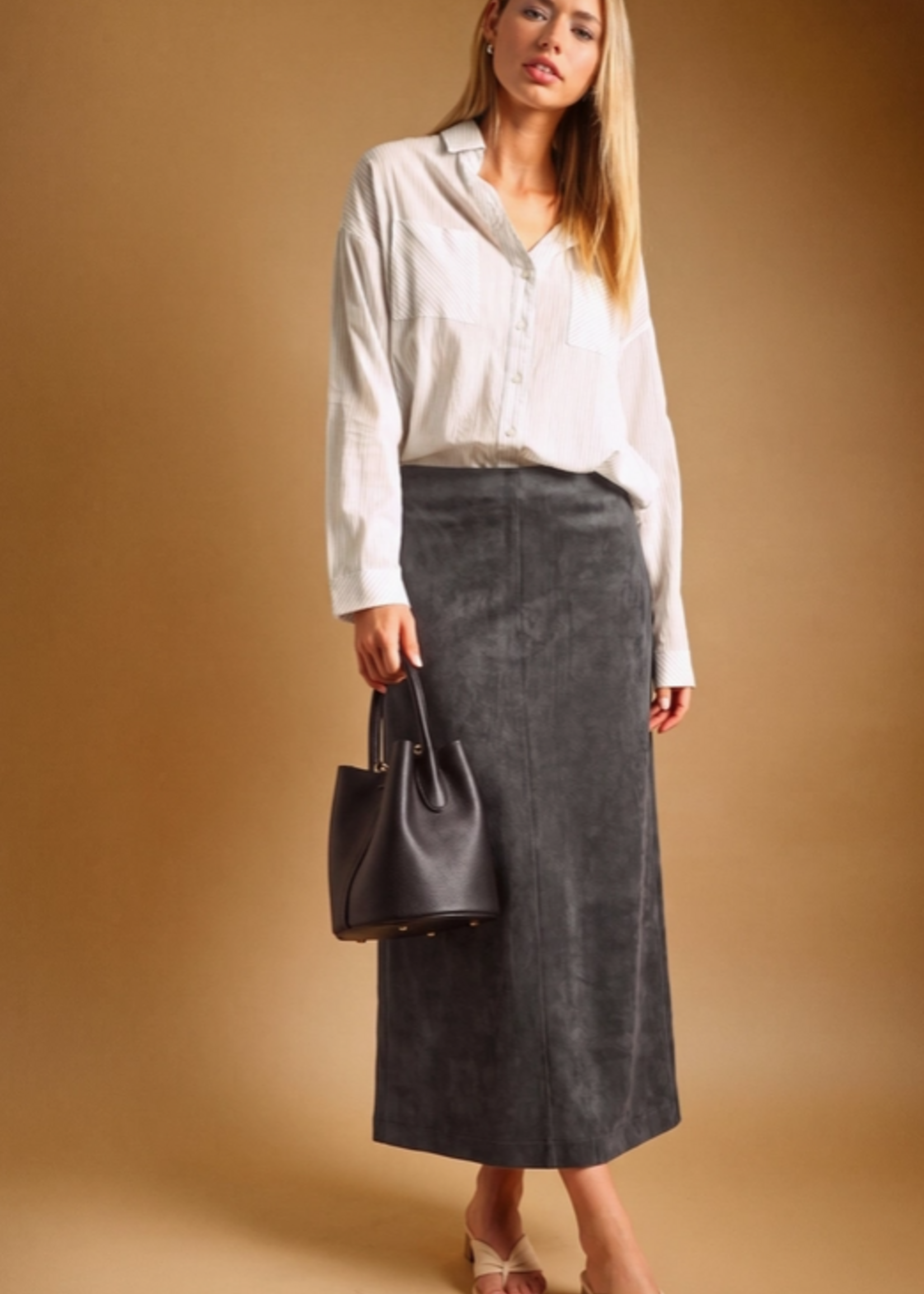 Suede Straight Skirt