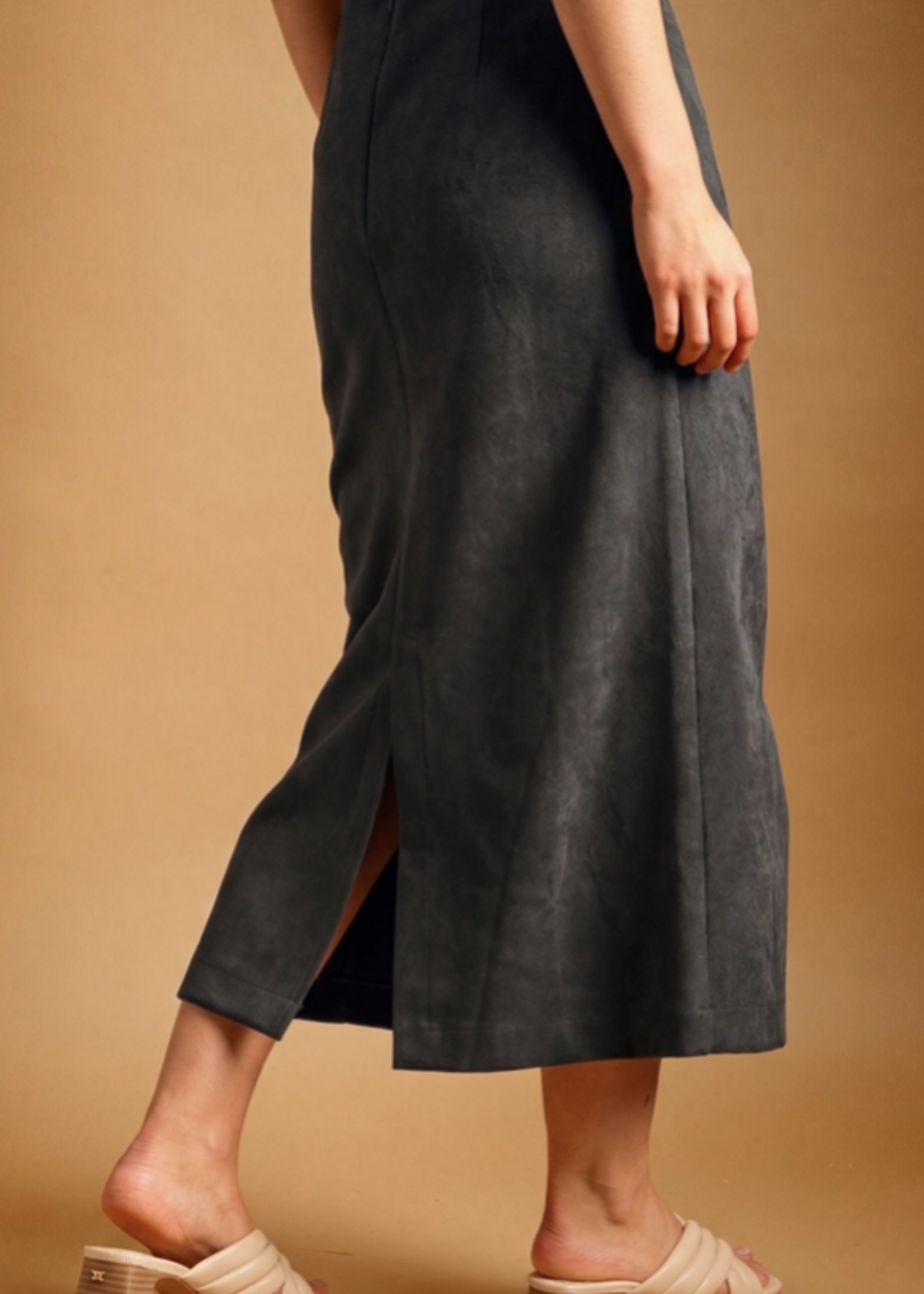 Suede Straight Skirt