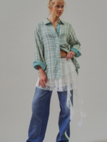 Double Gauze Plaid Oversized Button-Down Shirt