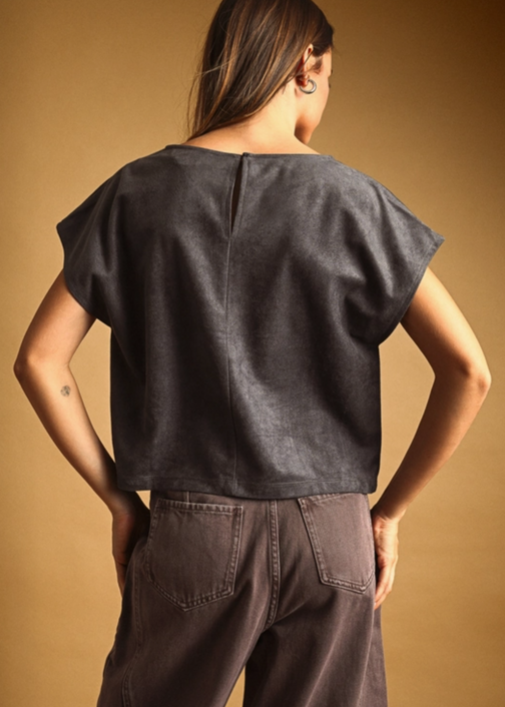 Suede Crop Top Grey