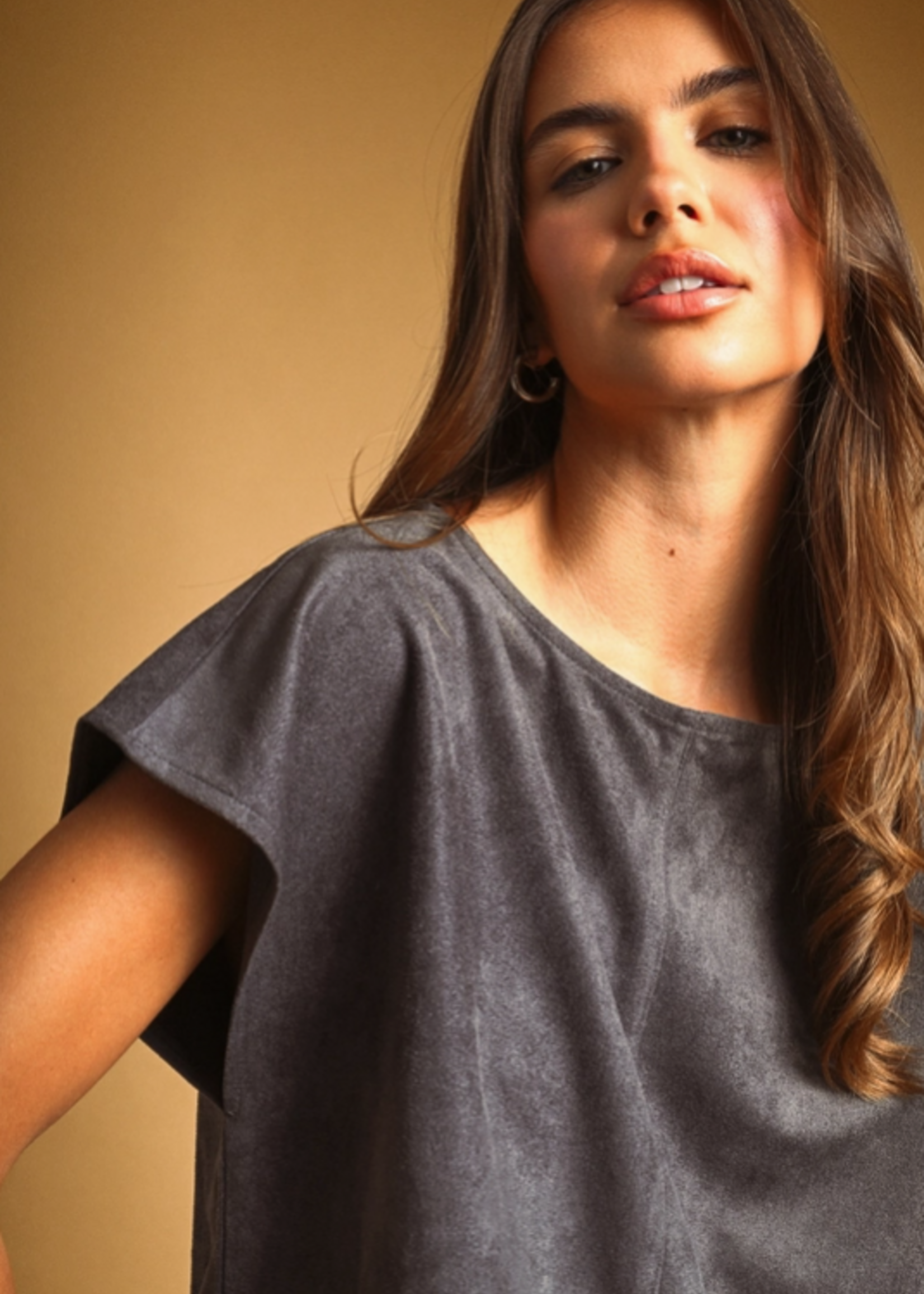 Suede Crop Top Grey