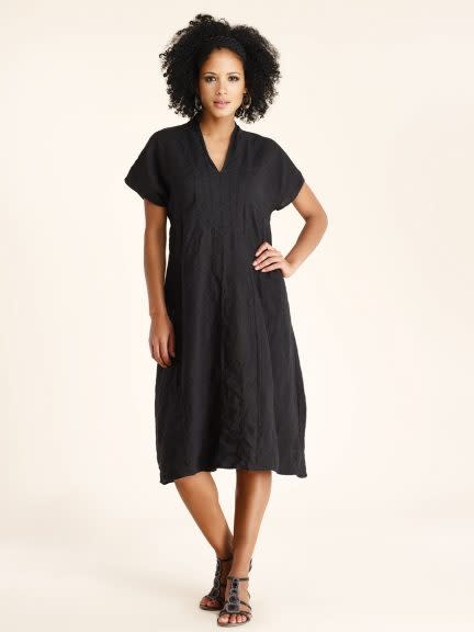 CHICLINE[チックライン] Smulders shawl collar dress Linen Maxi Wrap Dress, Long Shawl Collar Linen Dress, Boho