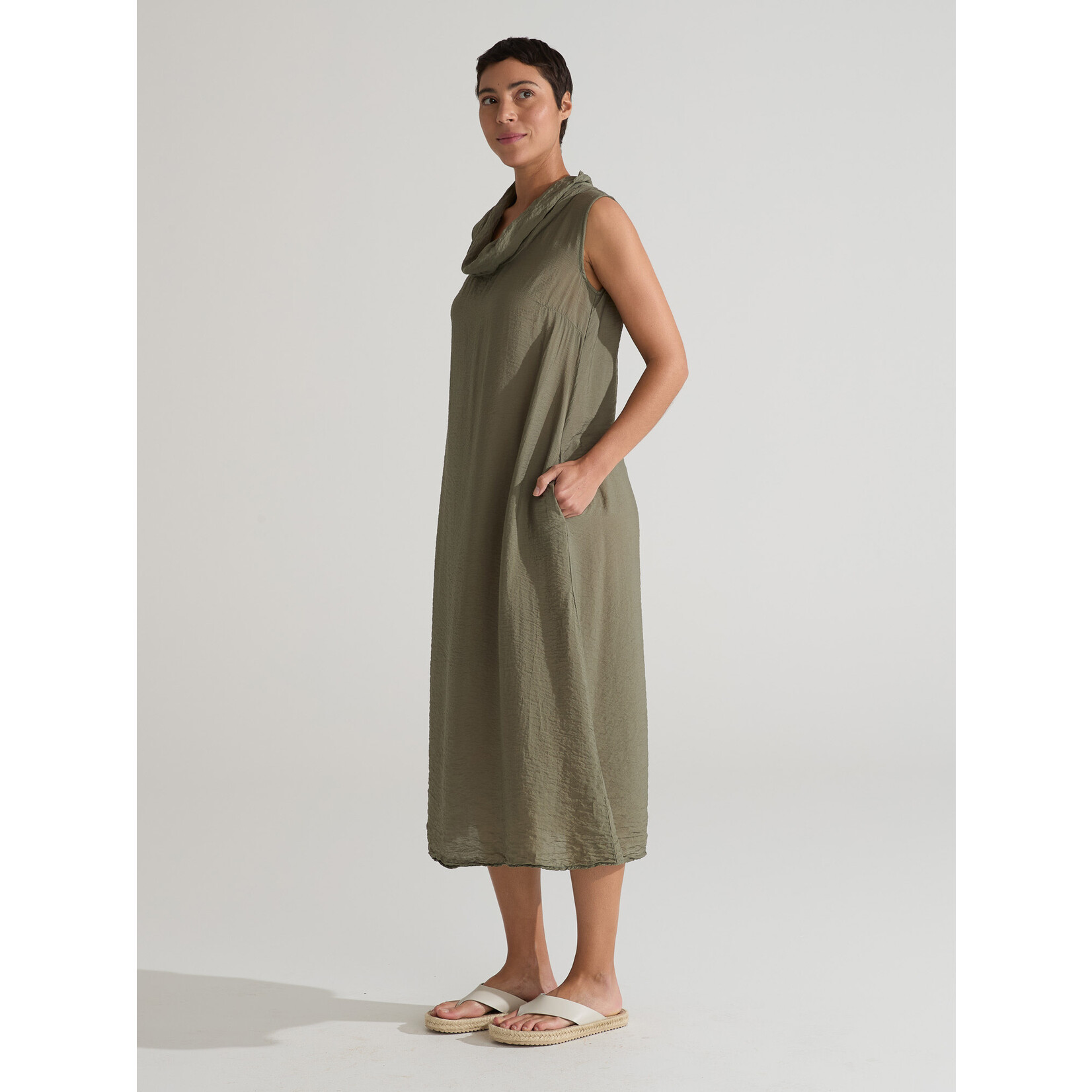 CUT LOOSE PARACHUTE COWL NECK MAXI DRESS