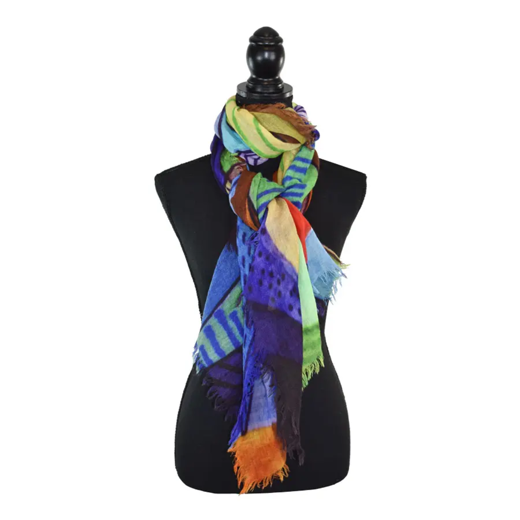 DUPATTA DESIGNS MARTIN COLORFUL MIXED GEO WOOL SCARF