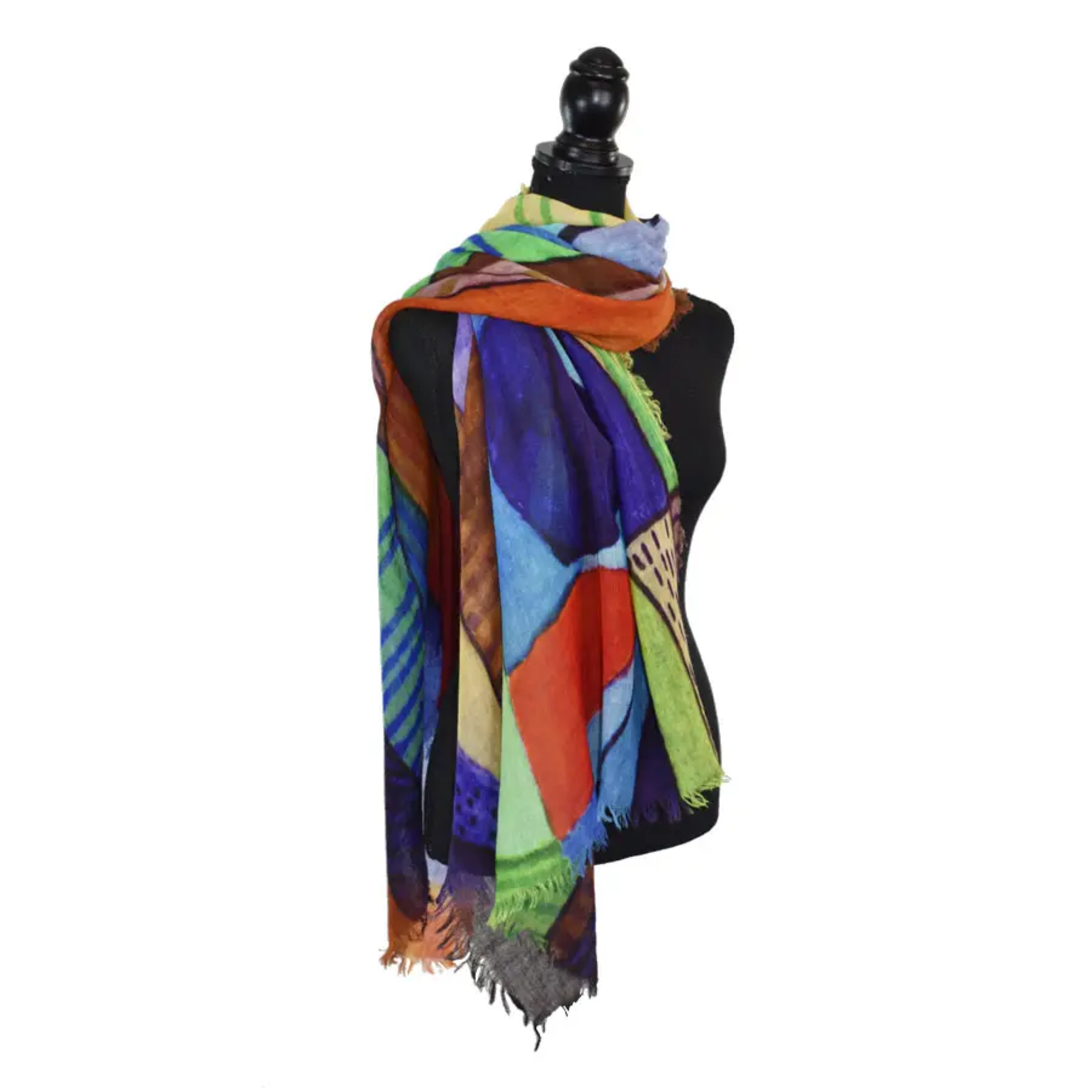 DUPATTA DESIGNS MARTIN COLORFUL MIXED GEO WOOL SCARF