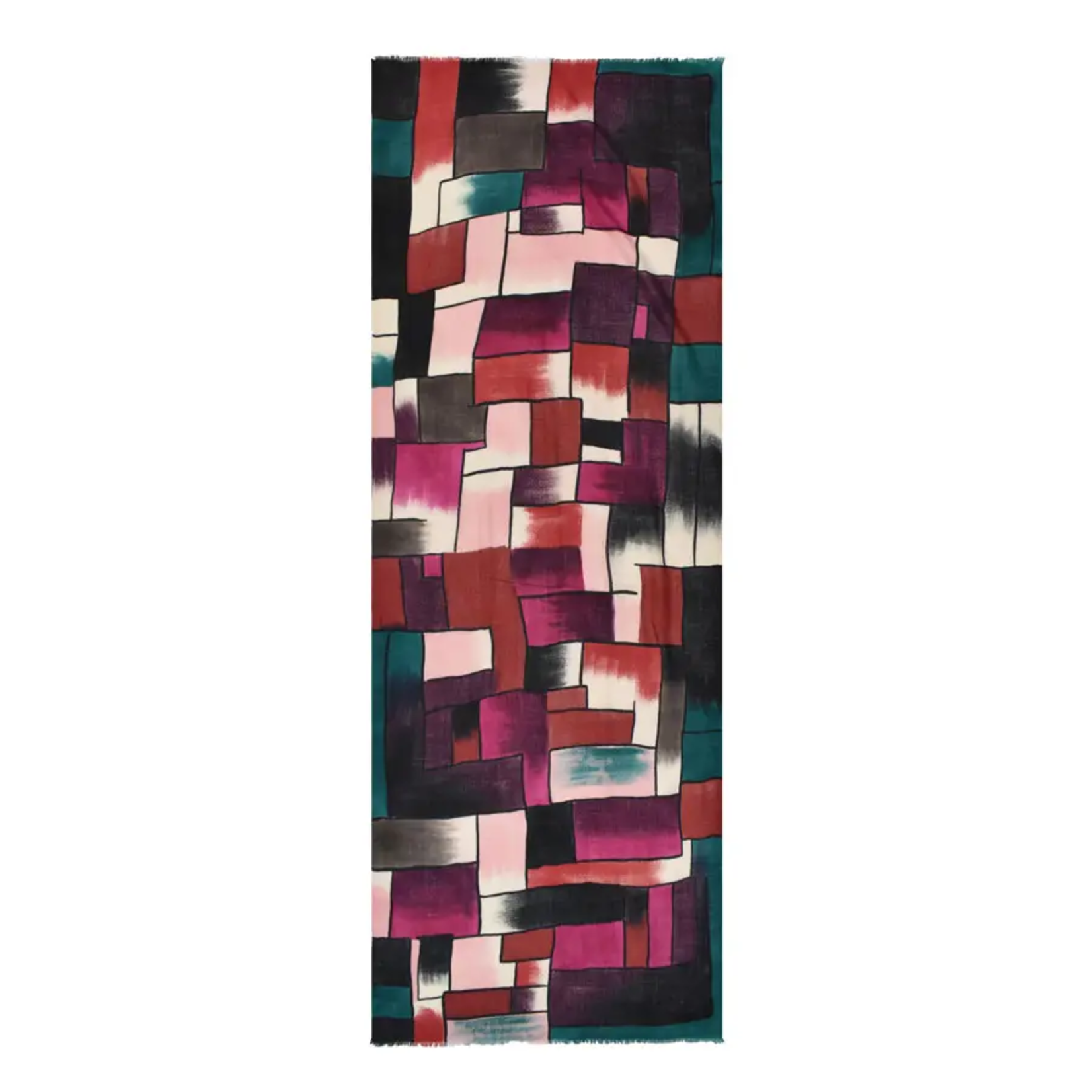 DUPATTA DESIGNS VICTOR HANDPAINTED COLORBLOCK SCARF RED