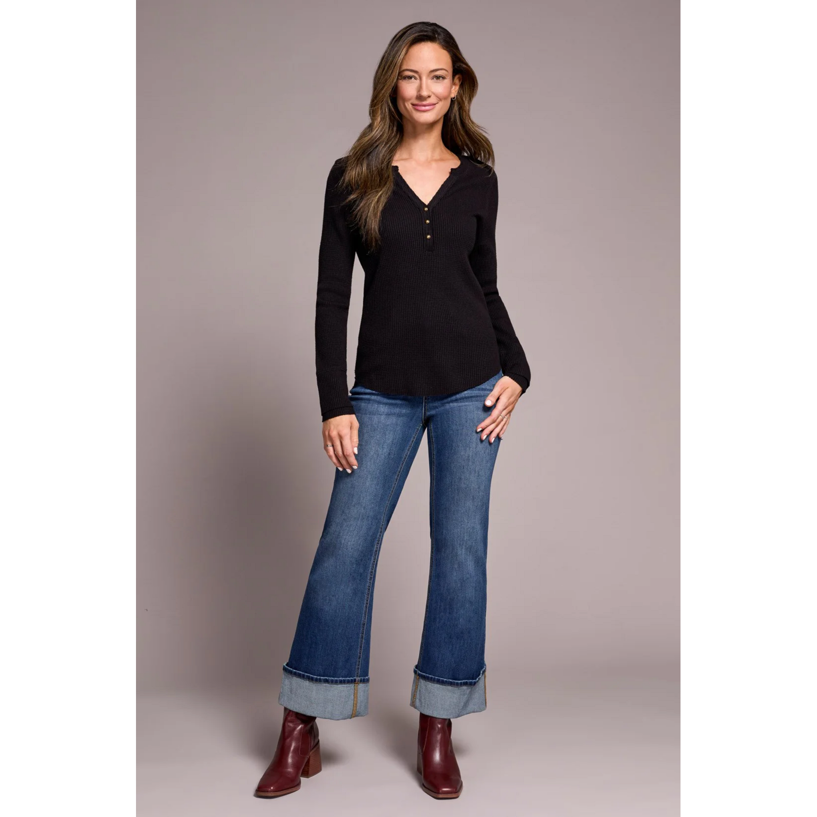 TRIBAL HENLEY TOP W/ BUTTONS