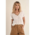MOLLY BRACKEN MB V-NECK TEE W/GOLD TRIM