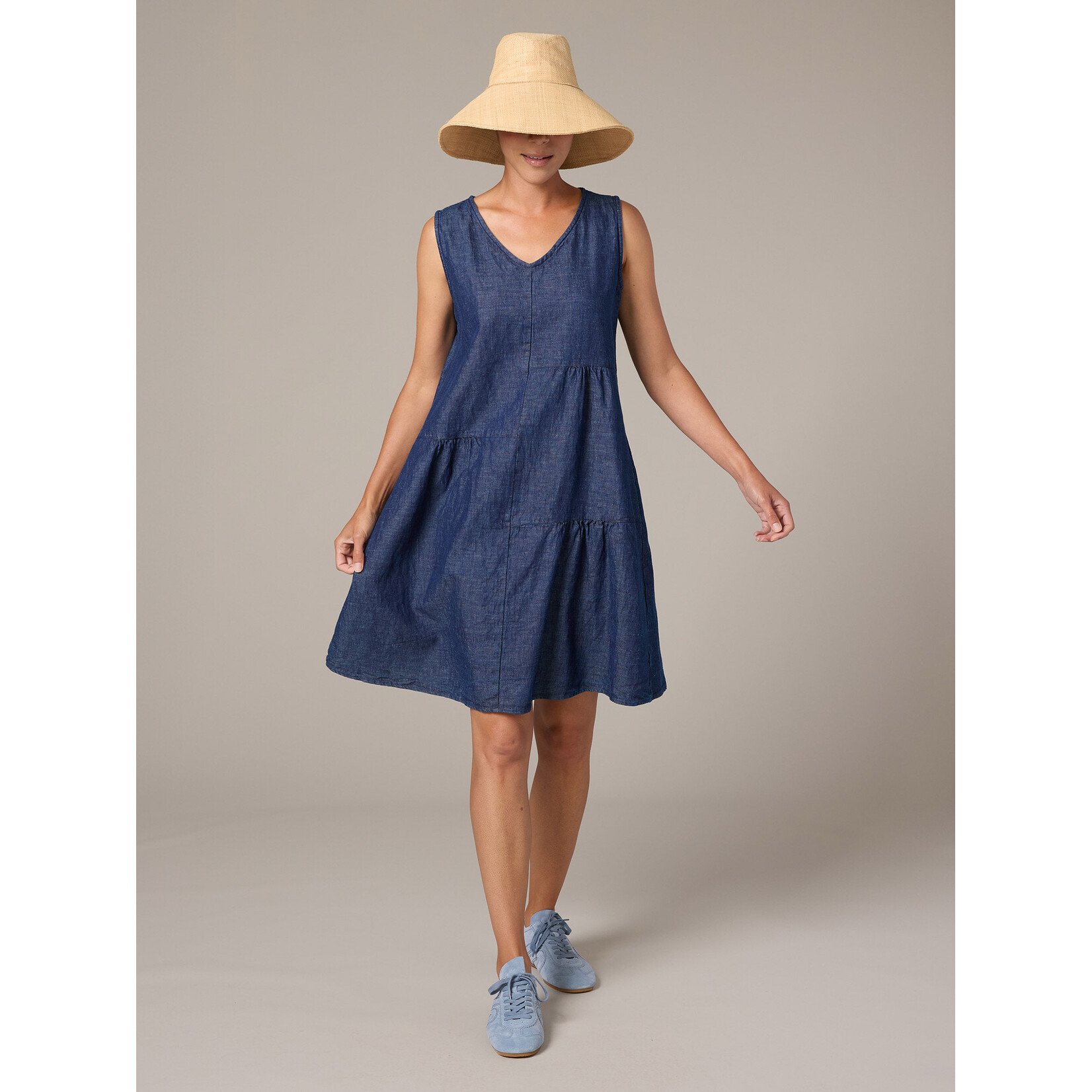 CUT LOOSE FLAX LINEN PATCH DRESS