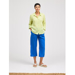 CUT LOOSE BLUE STRIPE HANKY LINEN CROP EASY SHIRT
