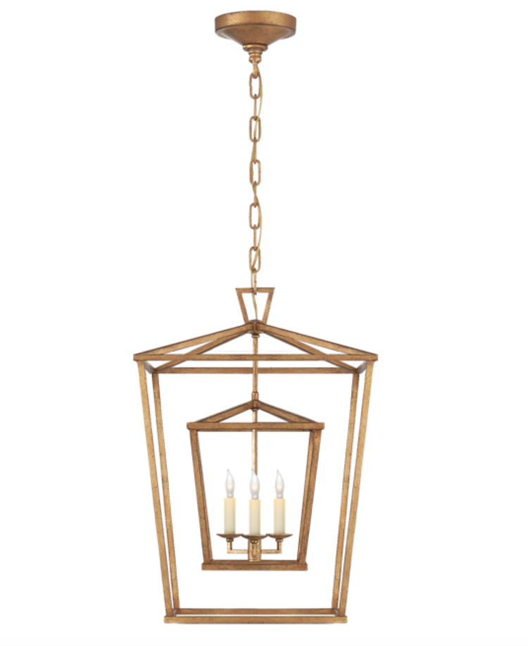 Darlana Medium Double Cage Lantern in Gilded Iron