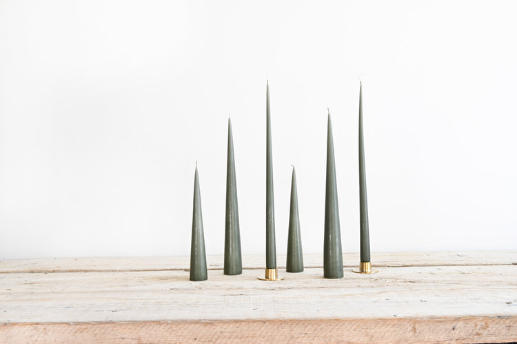 Brass Tapered Candle Holders, Set of 2