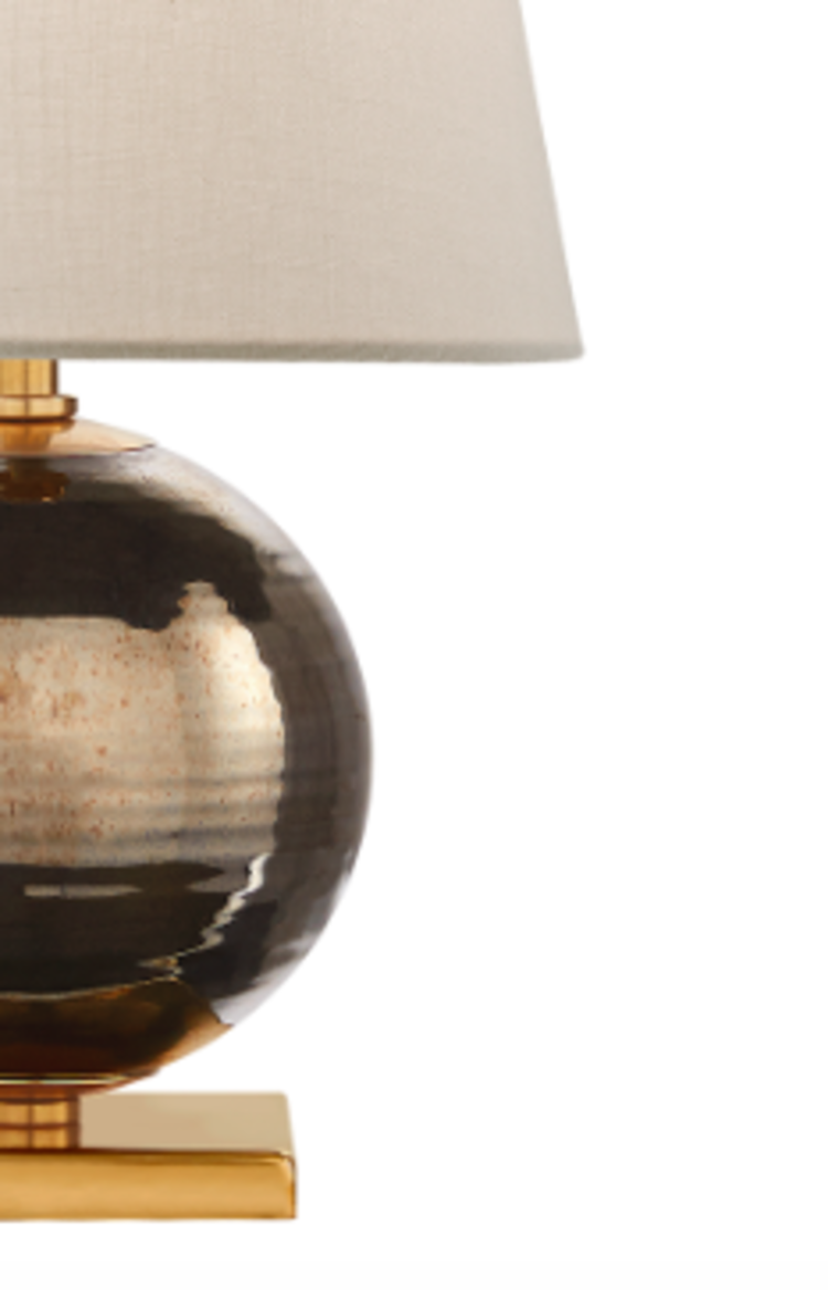 Corbin Mini Accent Lamp in Black Pearl with Cream Linen Shade