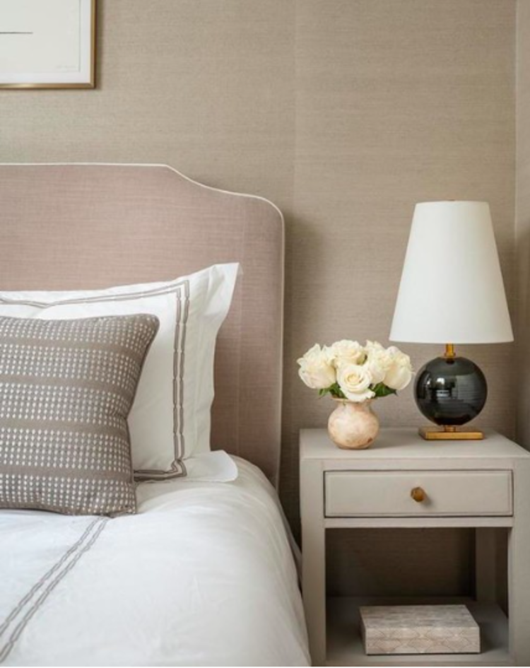 Corbin Mini Accent Lamp in Black Pearl with Cream Linen Shade